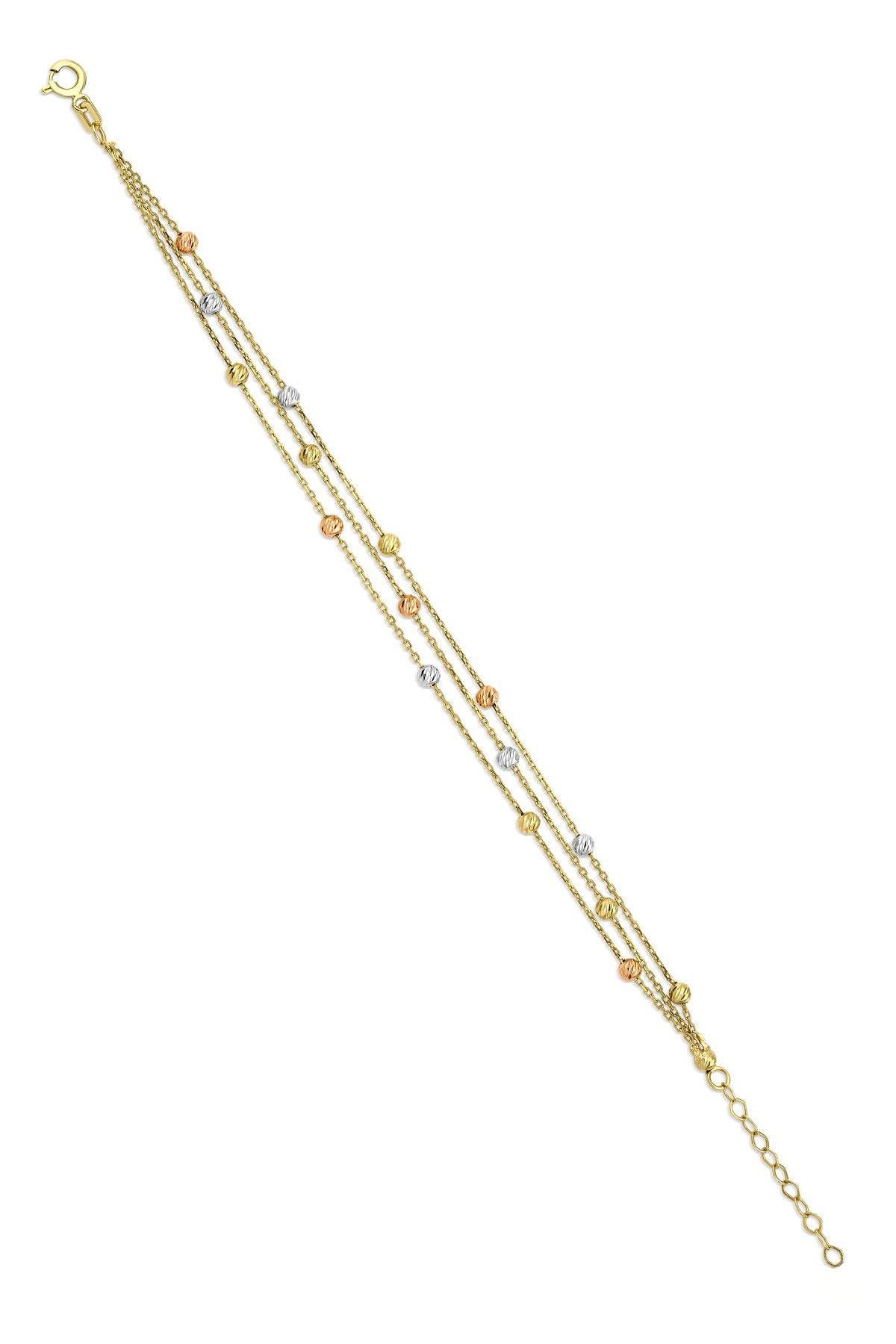14K Gold Triple Row Dorica Bracelet