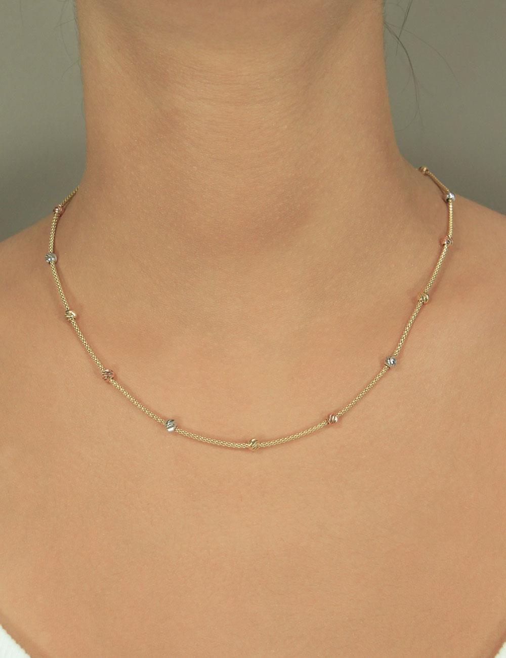 14K Gold Popcorn Dorica Ball Necklace