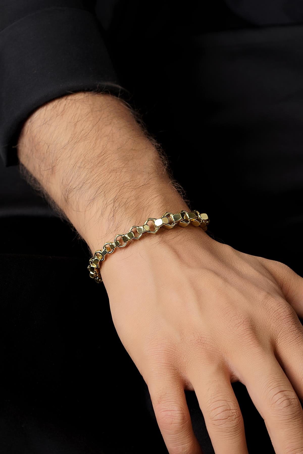 14 Ayar Altın Somun Zincir Erkek Bileklik