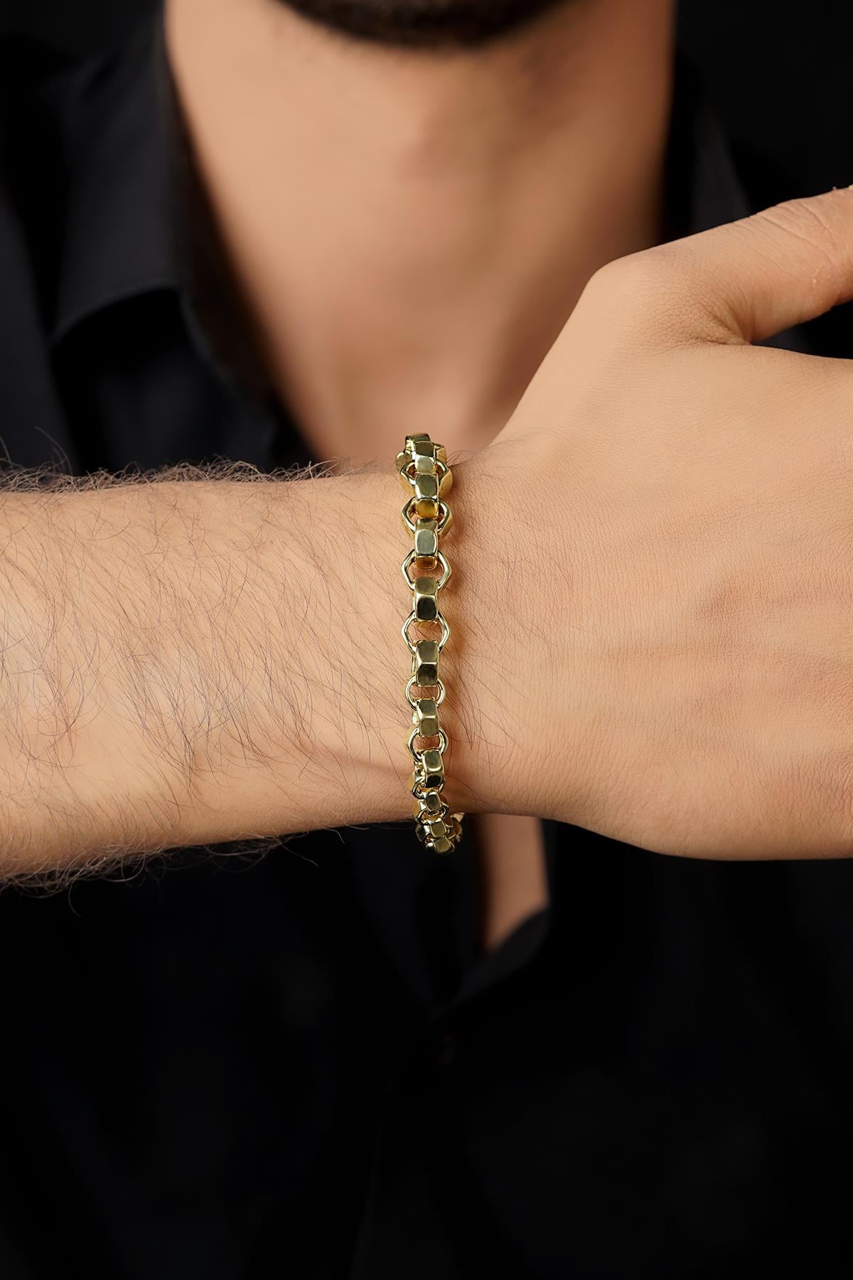 14 Ayar Altın Somun Zincir Erkek Bileklik