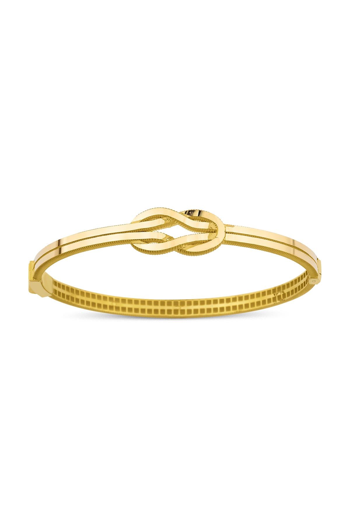 14 K Gold Gleaming Two Tone Love Knot Bangle