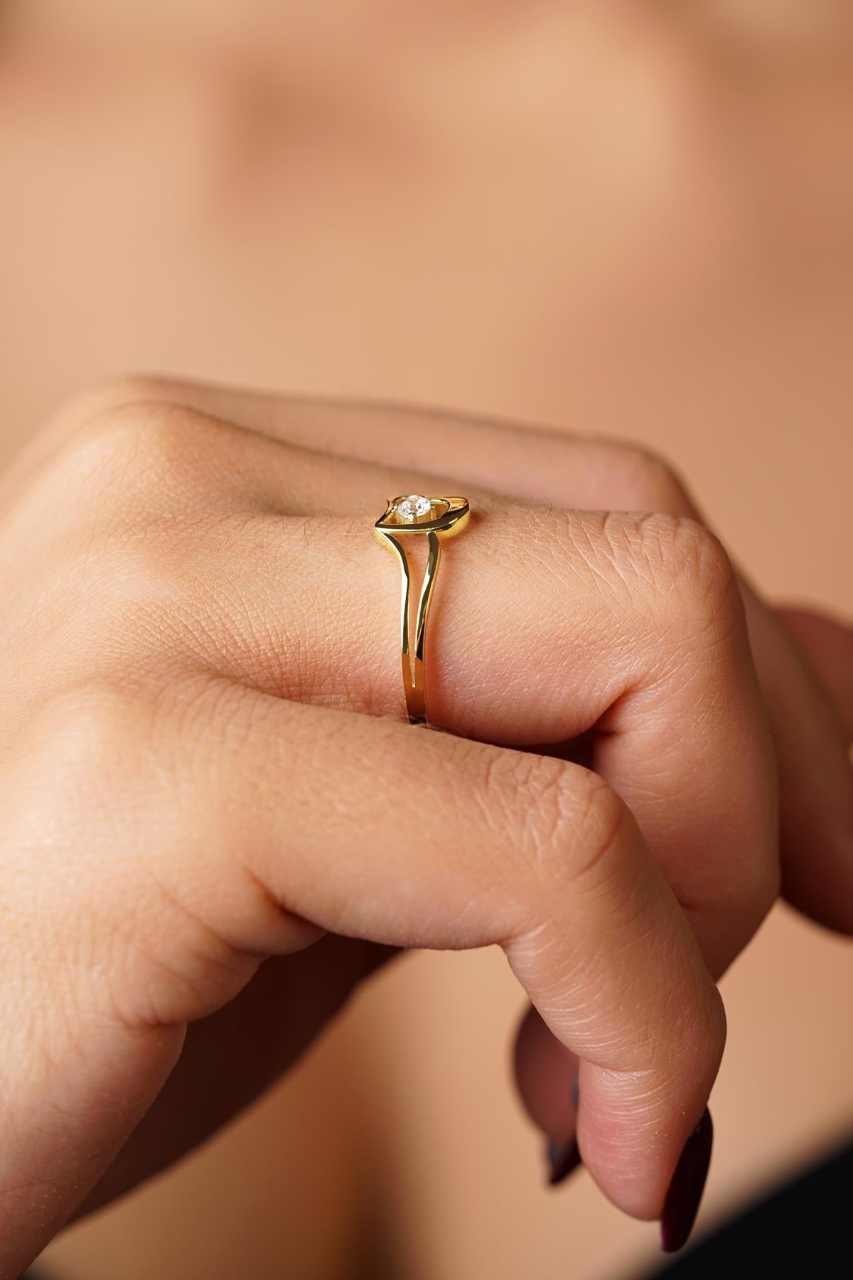 14 K Gold Love Drop Ring