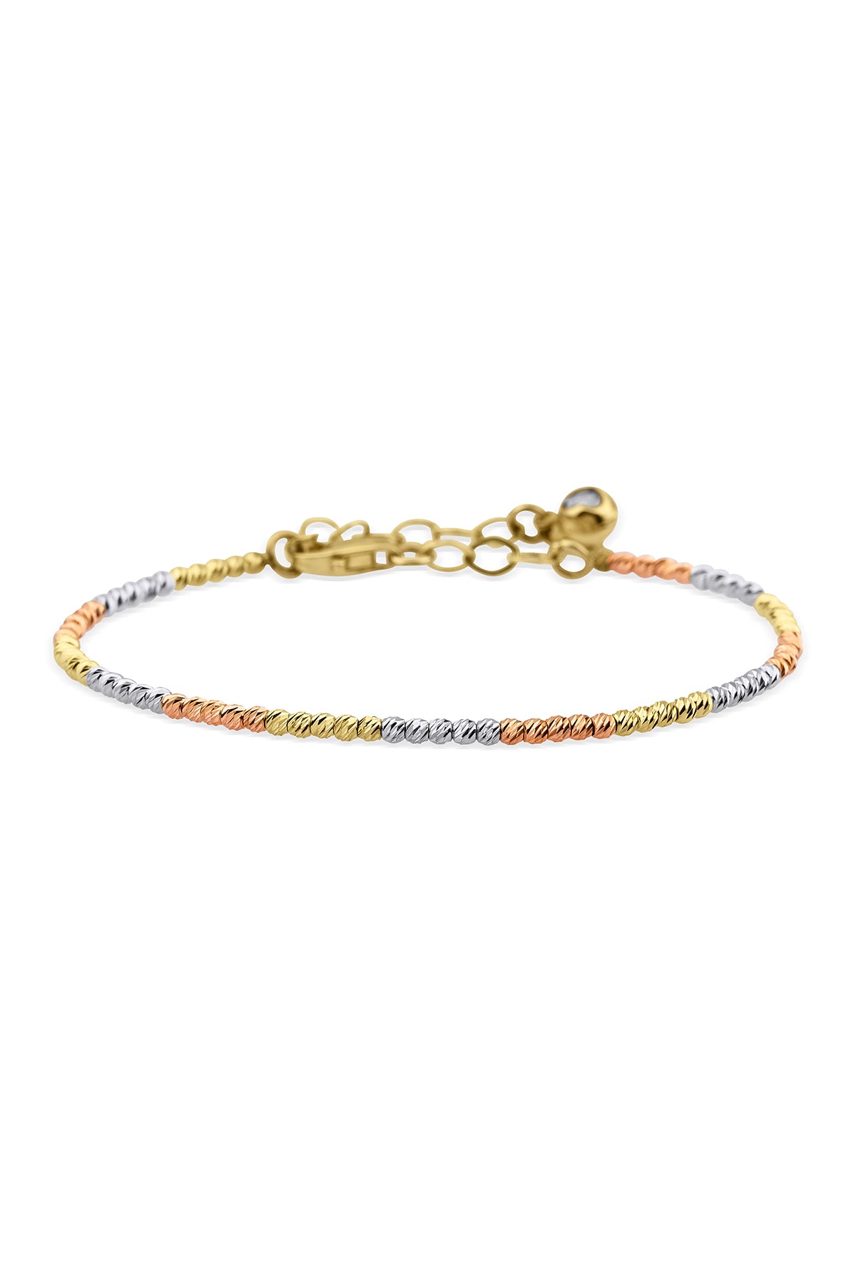 14K Solid Gold 1 Row Mixed Color Dorica Cuff Bracelet