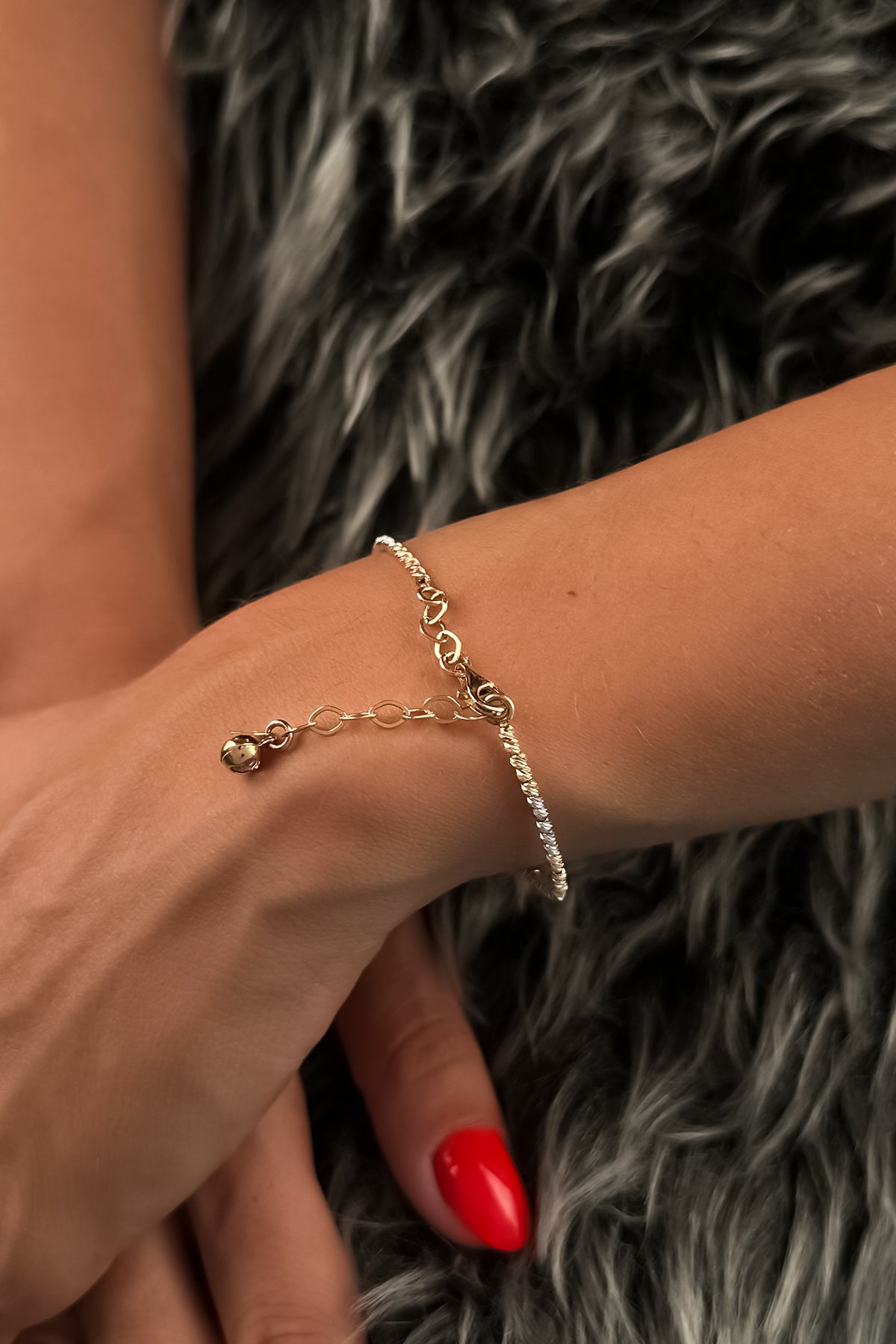 14K Gold 1 Row Mixed Color Dorica Cuff Bracelet