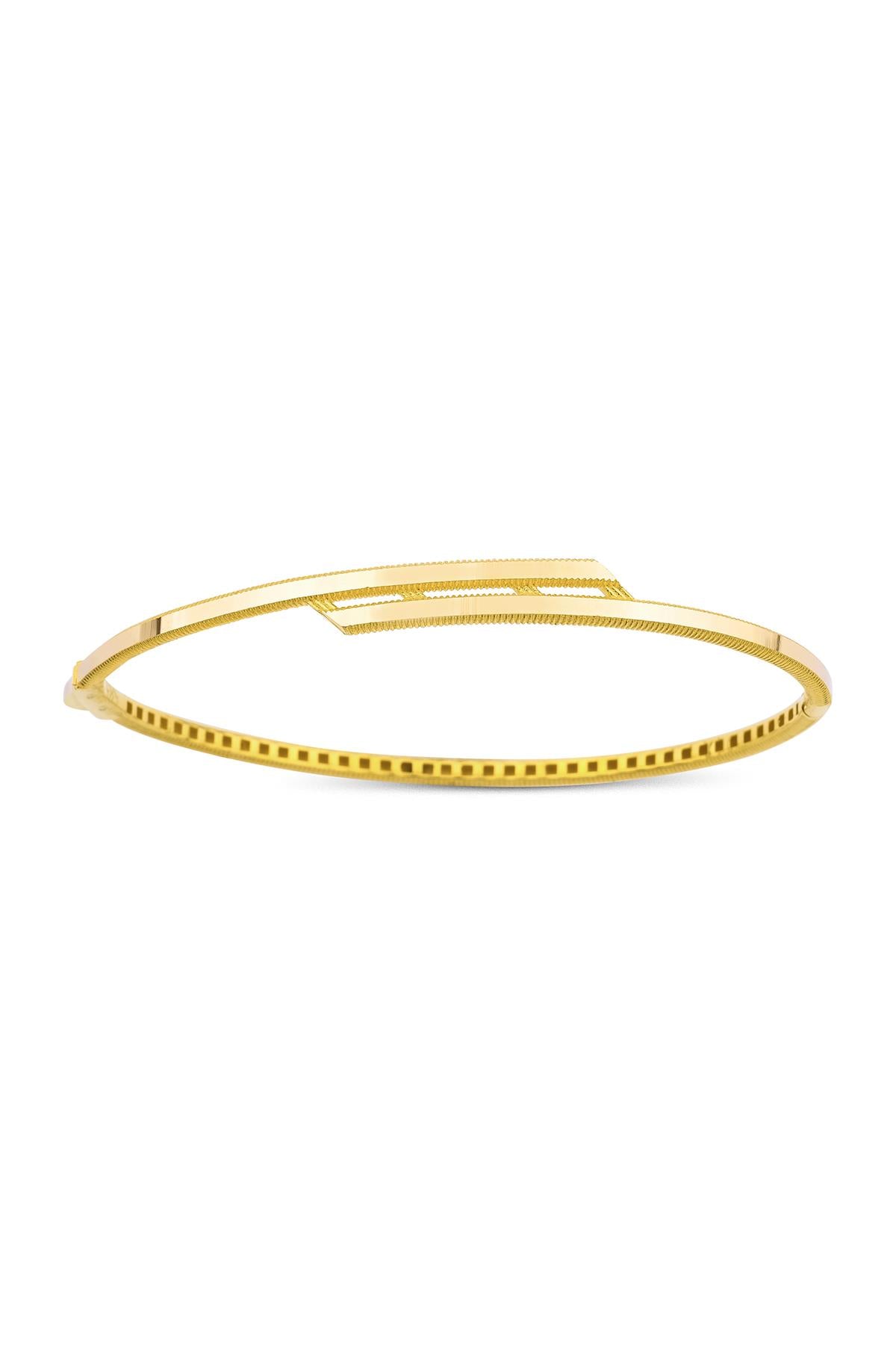 14K Gold 22K Looking Angular Bangle