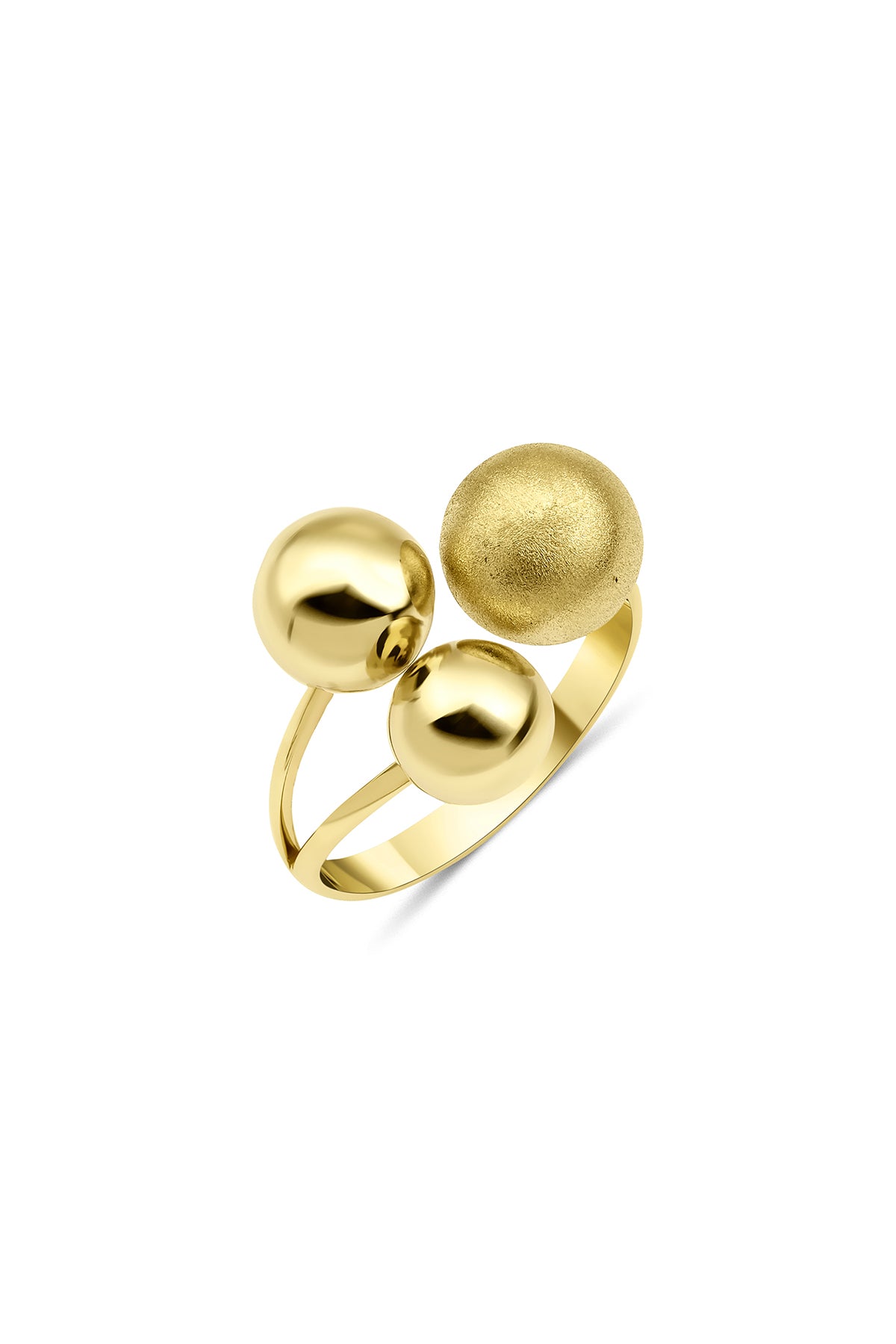 14K Gold 3 Fashion Ball Statement Ring