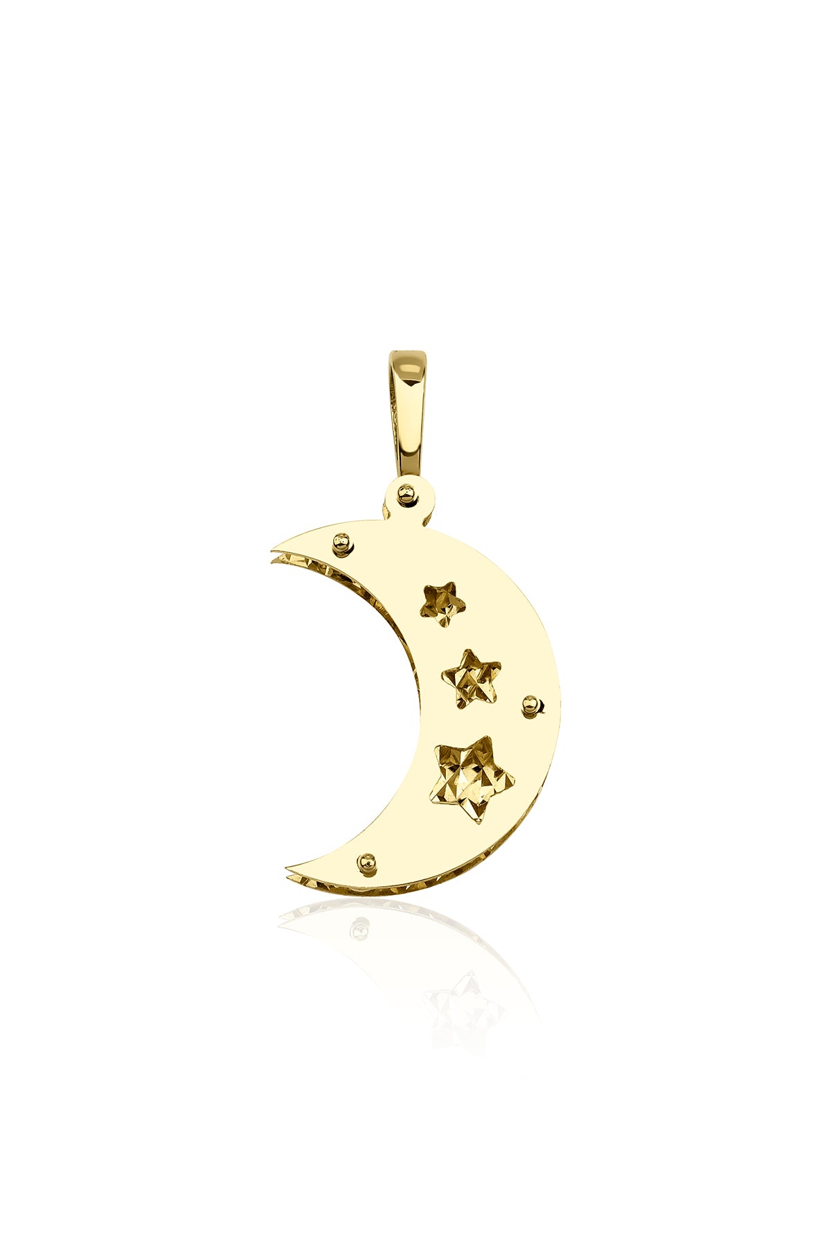 14K Gold 3D Crescent Shape Charm