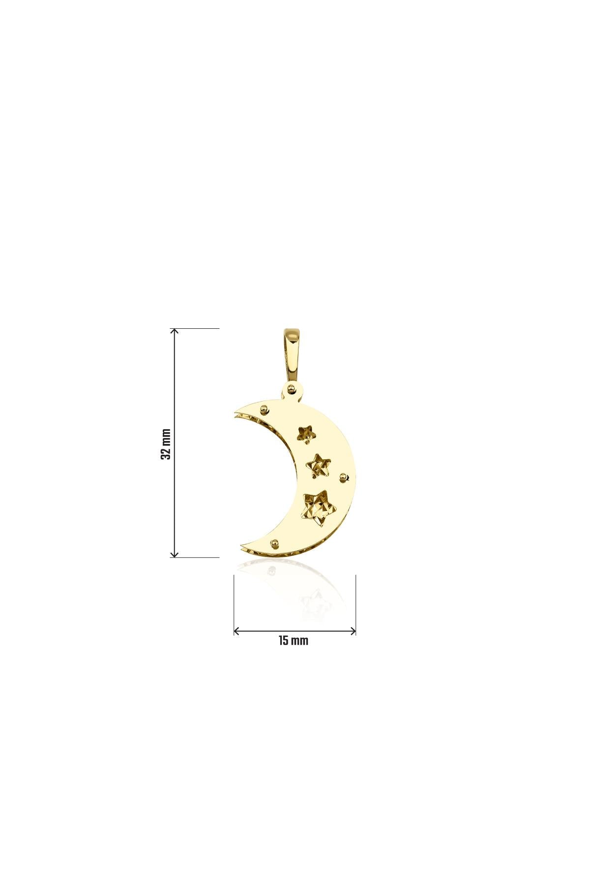 14K Gold 3D Crescent Shape Charm
