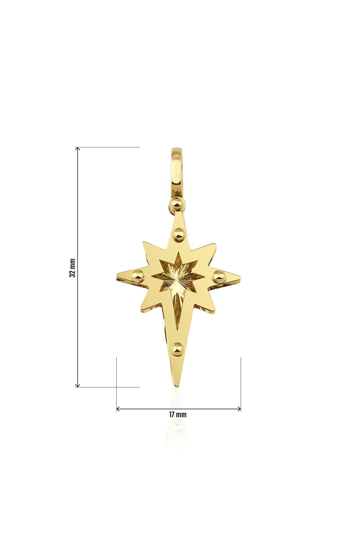 14K Gold 3D Polar Star Charm