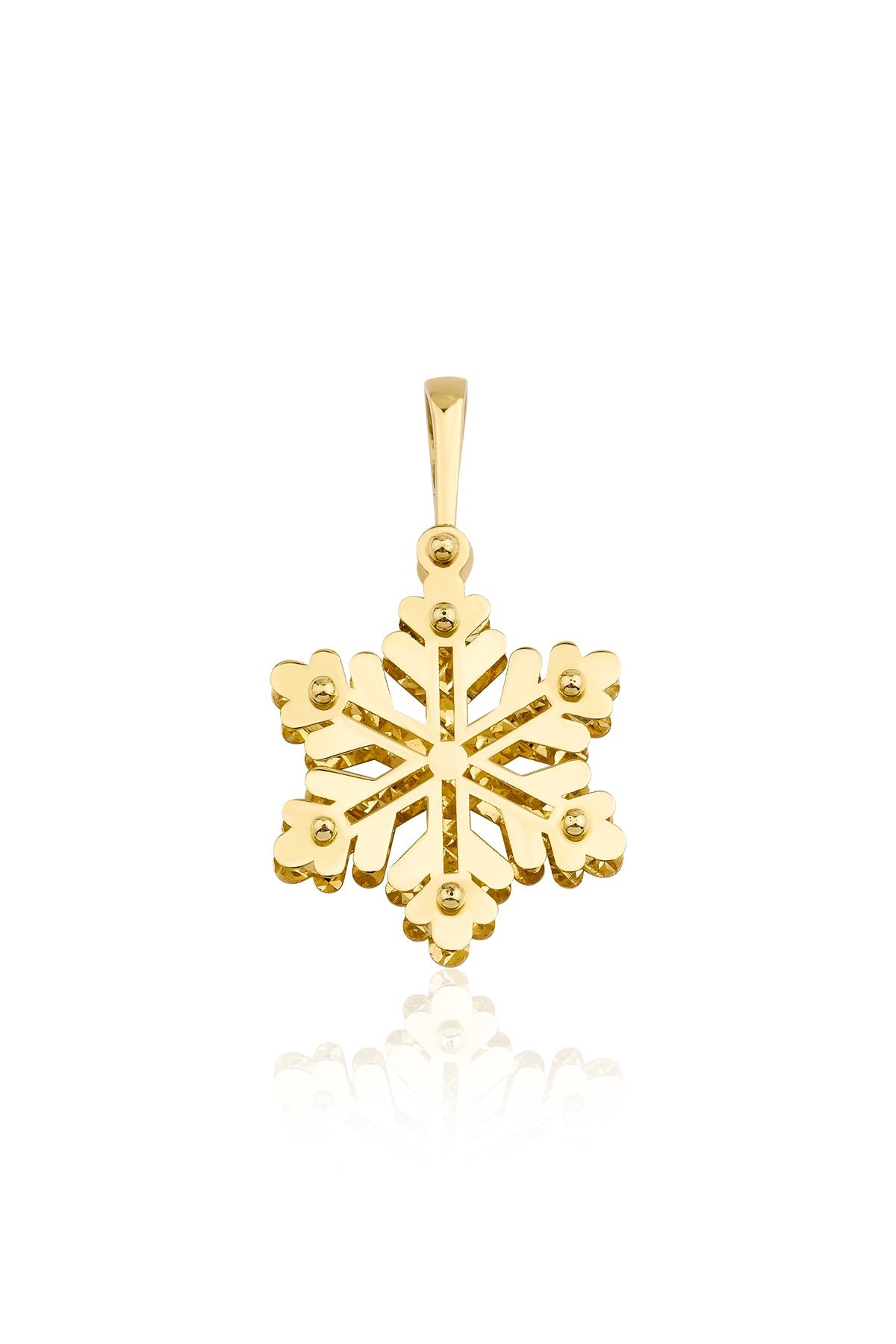 14K Gold 3D Snowflake Charm