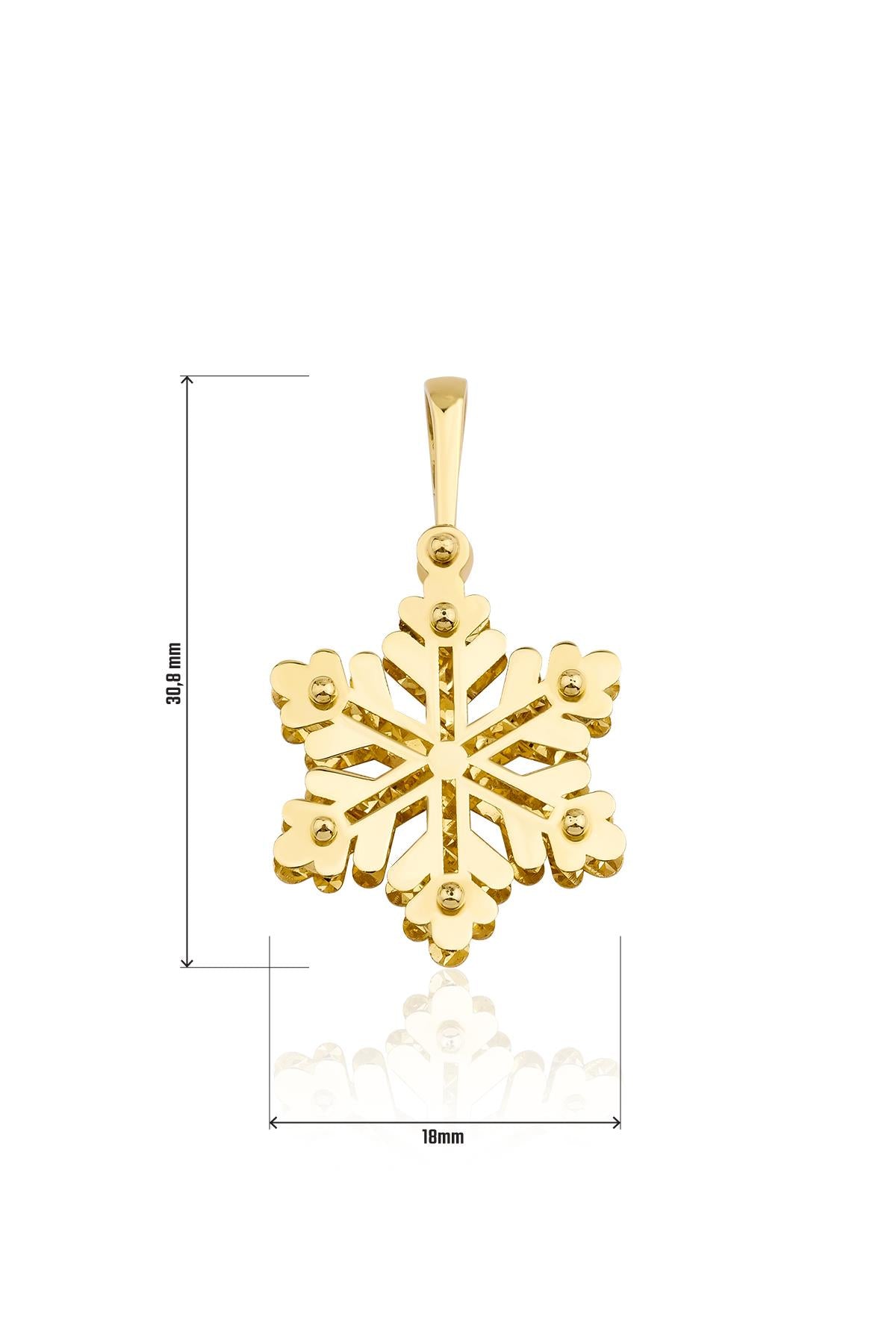 14K Gold 3D Snowflake Charm