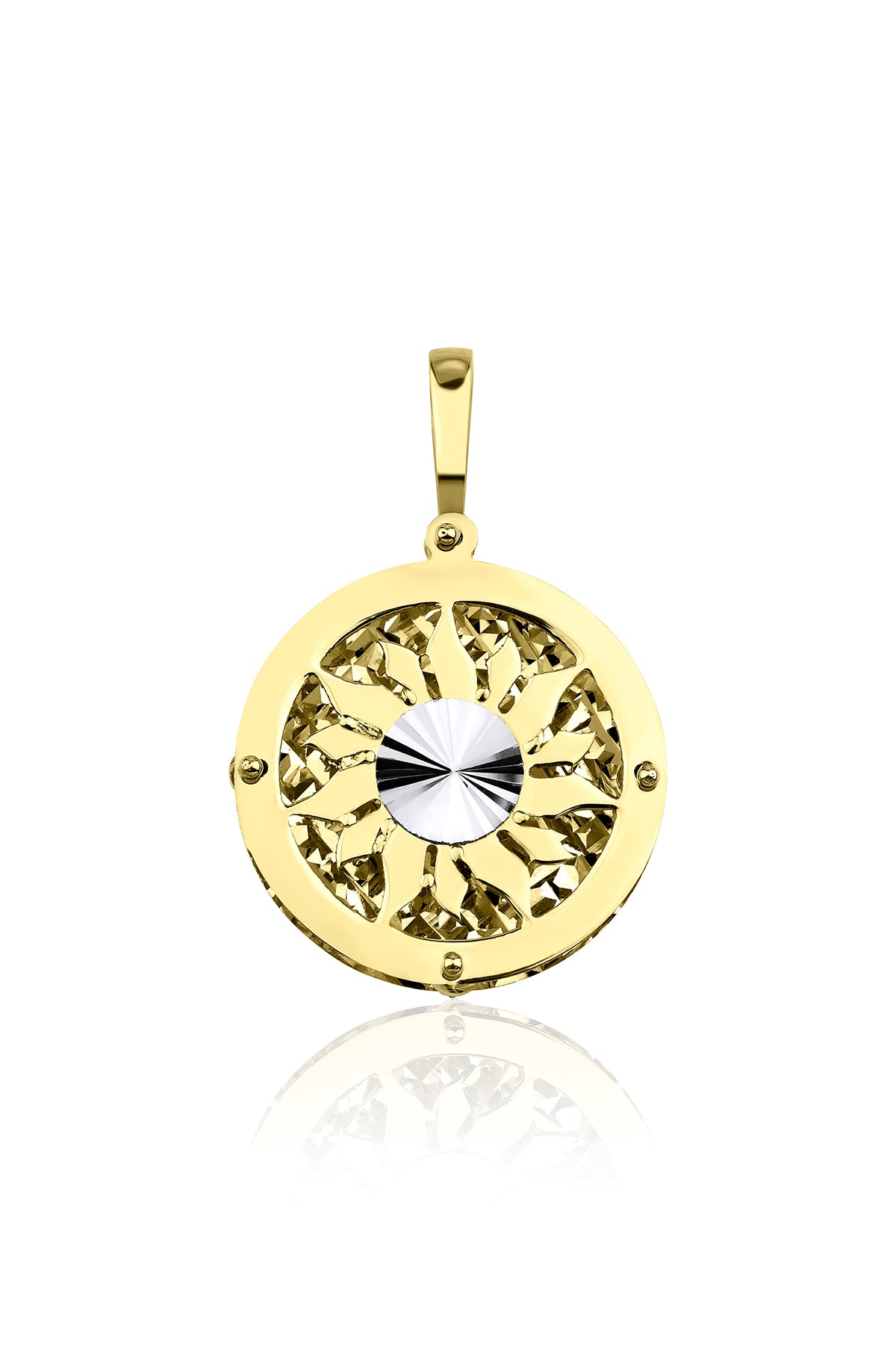 14K Gold 3D Sun Pendant