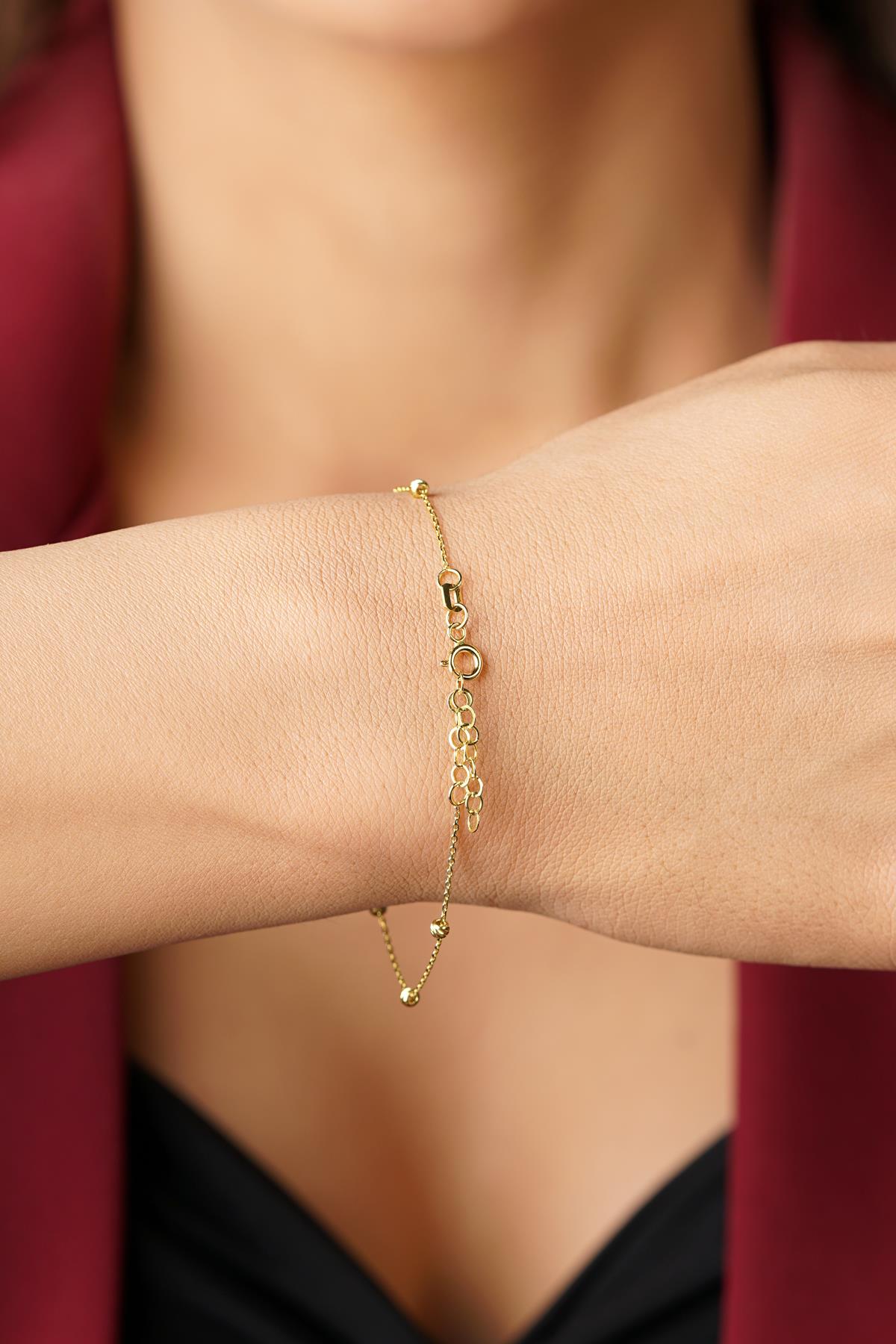 14K Gold 4 Leaf Clover Dorcia Ball Bracelet