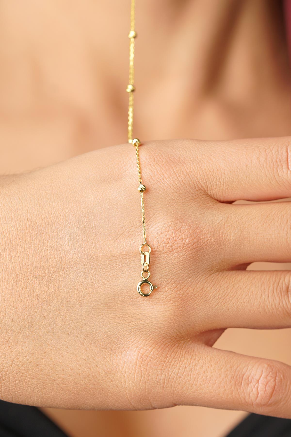 14K Gold 4 Leaf Clover Dorcia Ball Bracelet