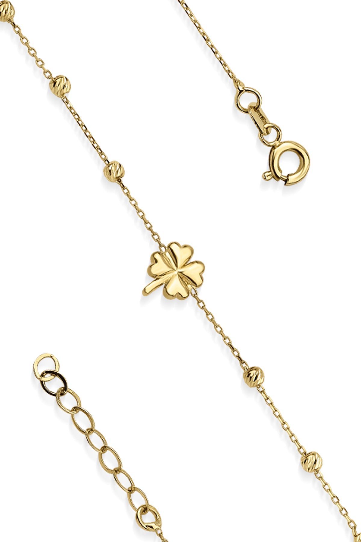 14K Gold 4 Leaf Clover Dorcia Ball Bracelet