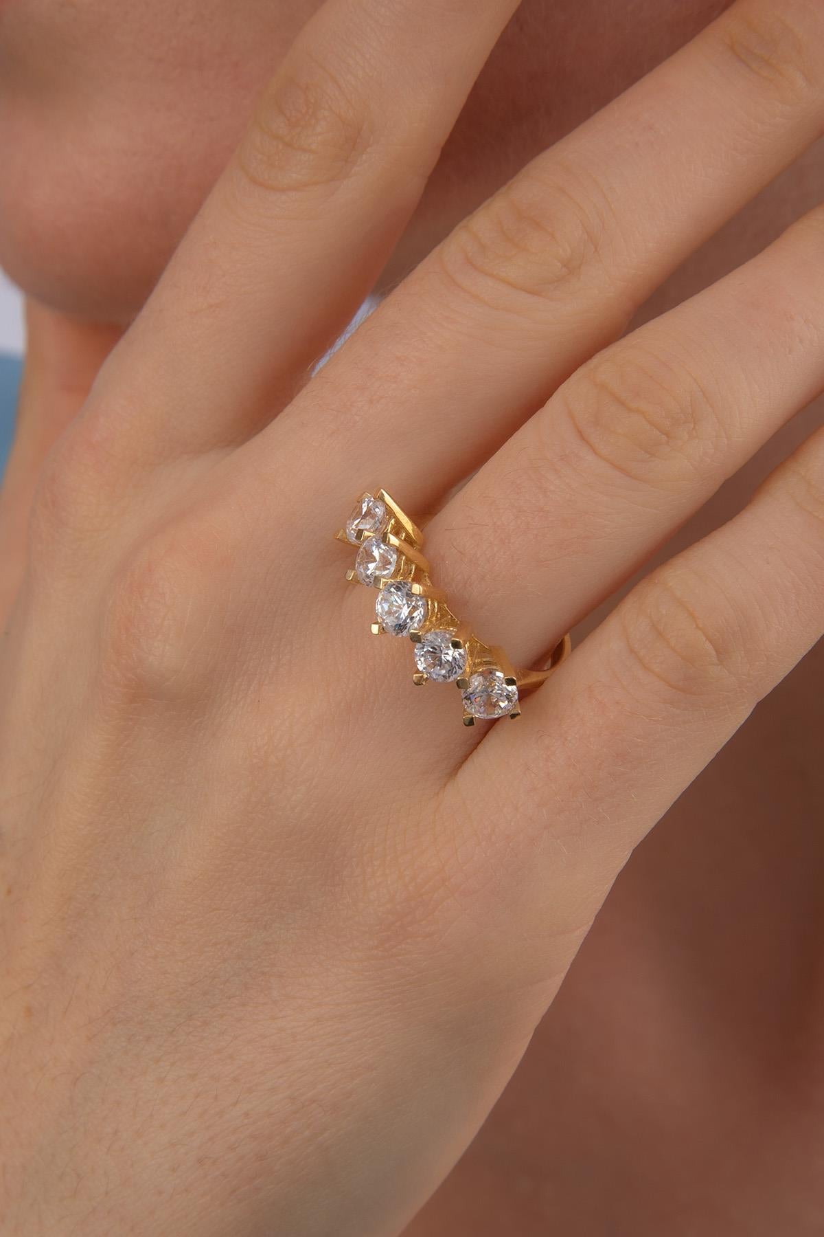 14K Gold 5 Stone Ring