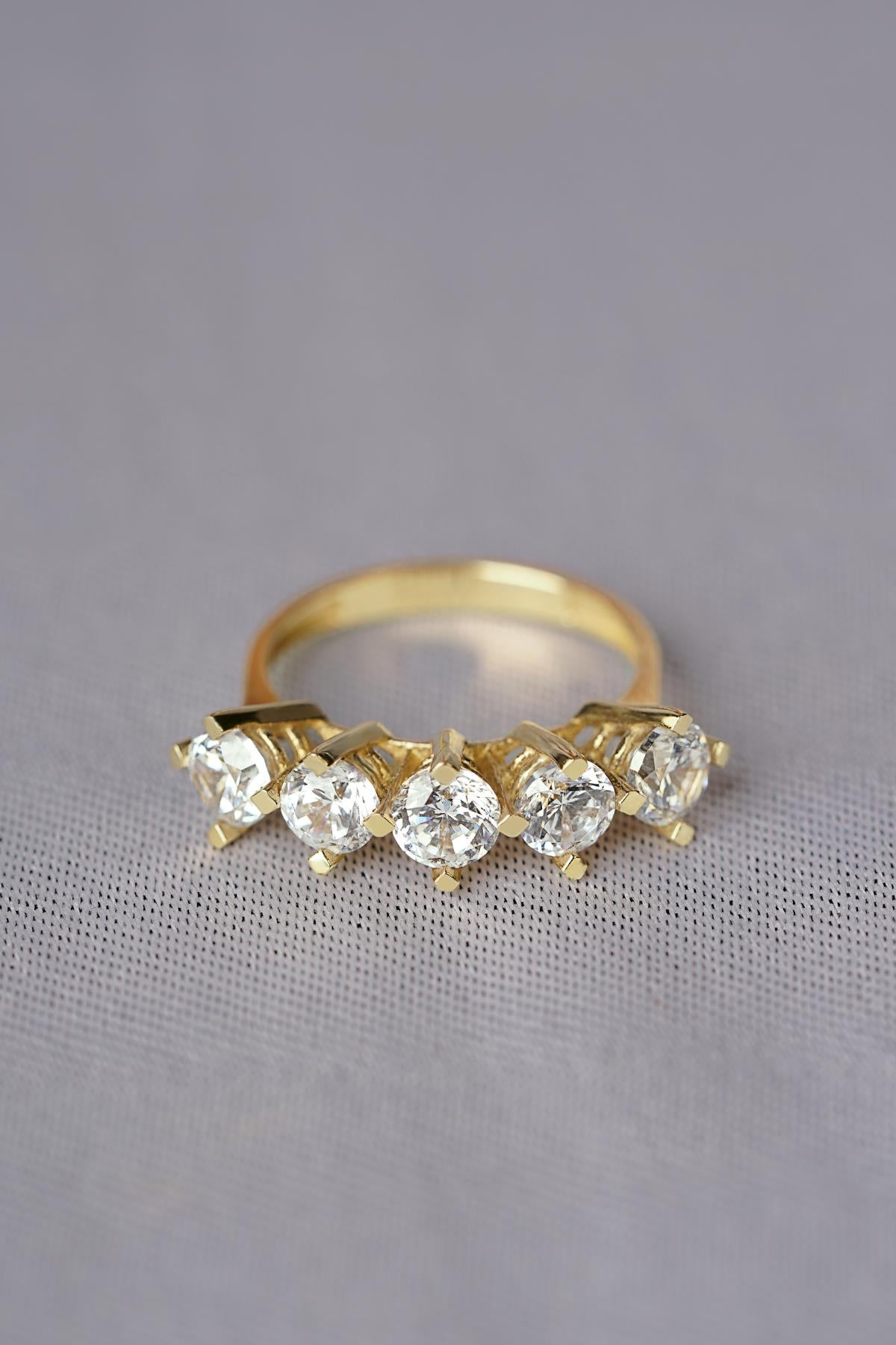 14K Gold 5 Stone Ring