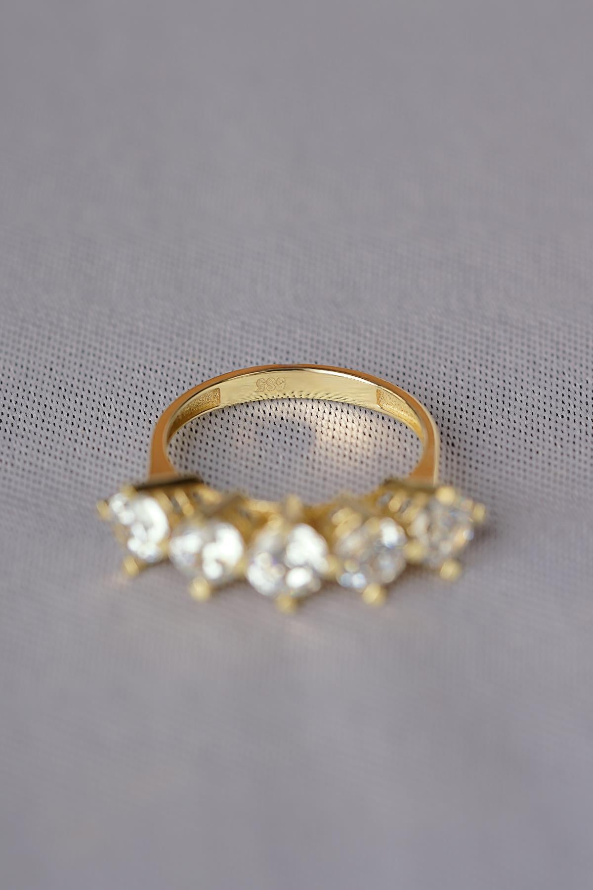14K Gold 5 Stone Ring