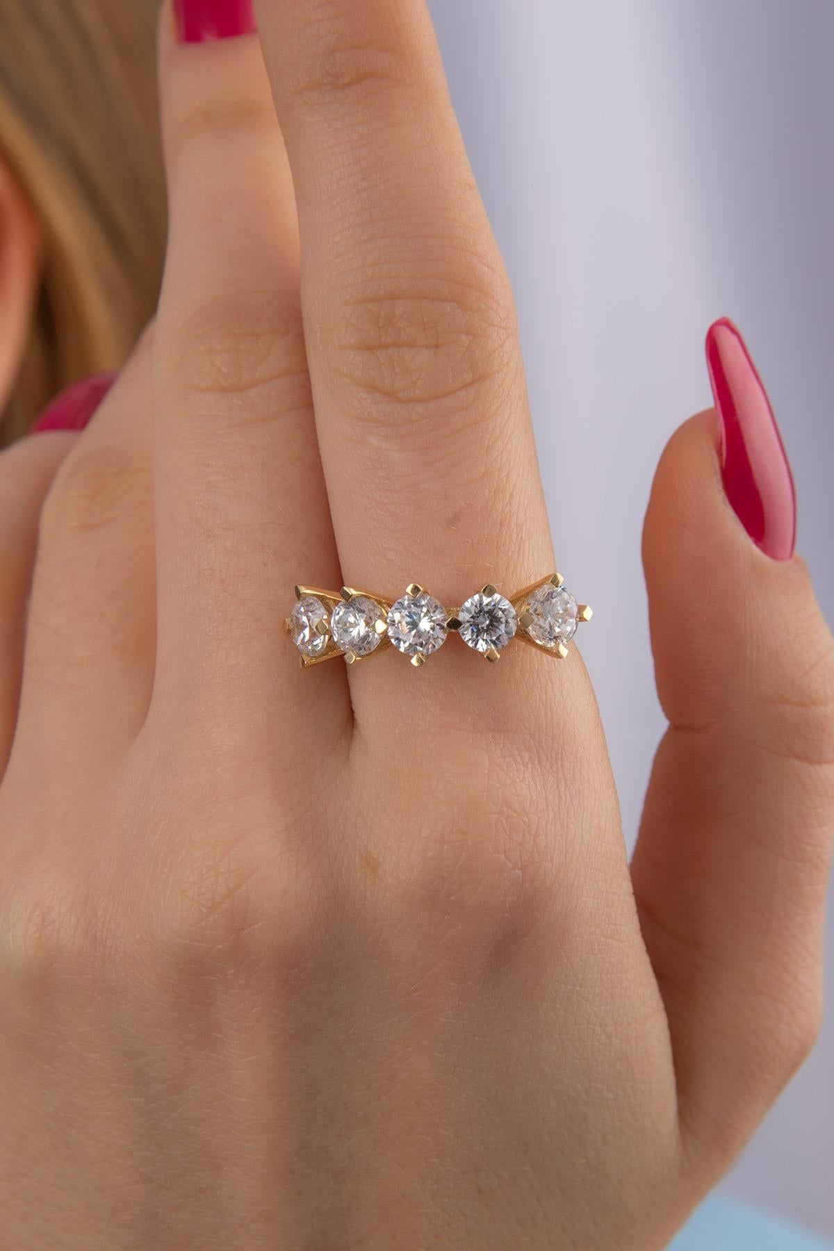 14K Gold 5 Stone Ring