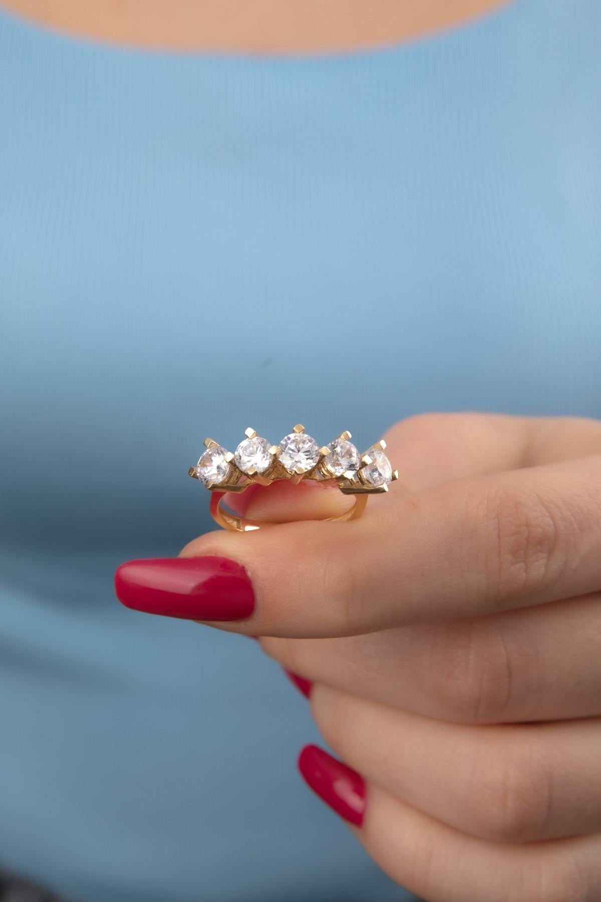 14K Gold 5 Stone Ring