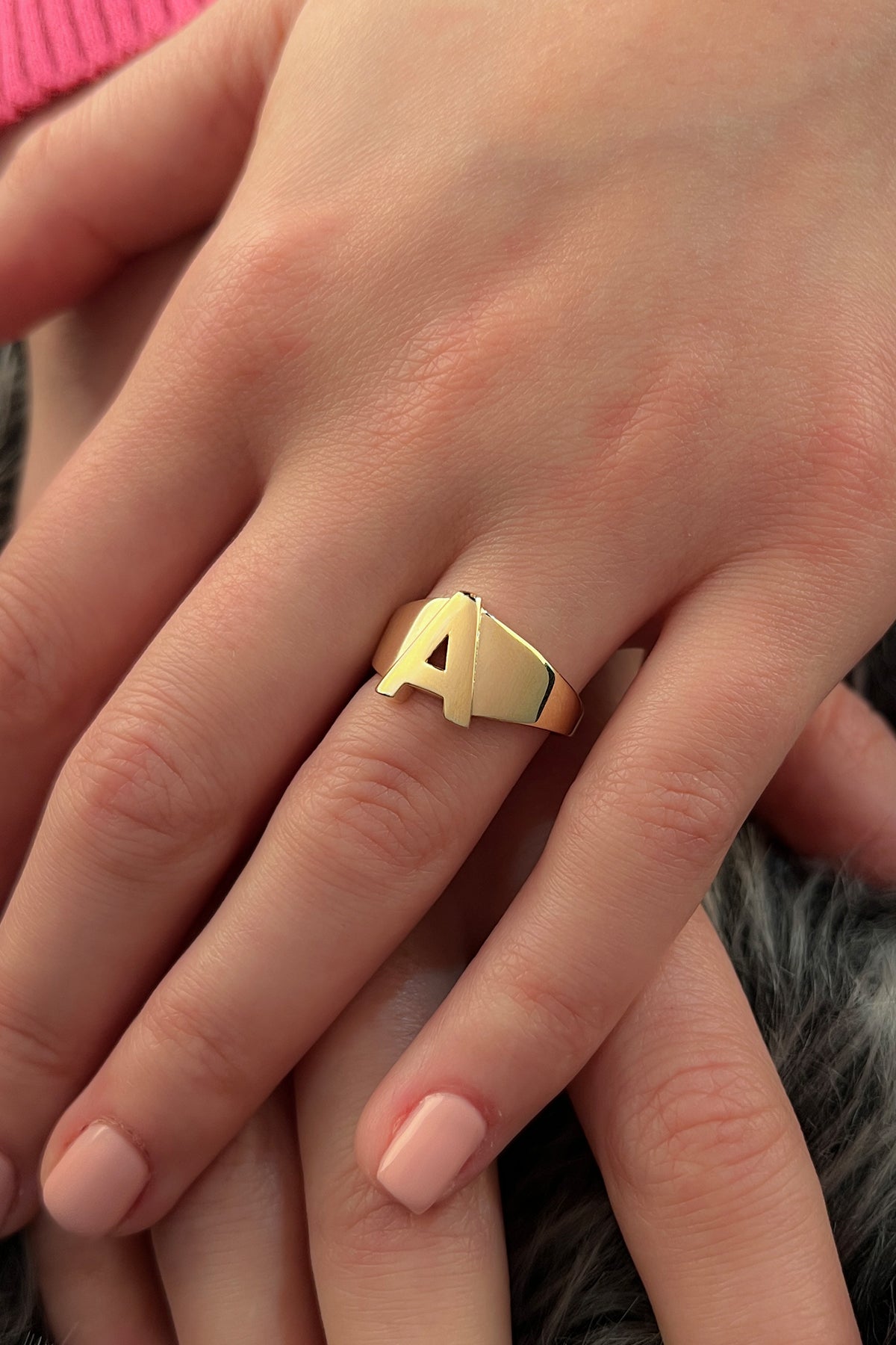 14k Gold A Initial Ring