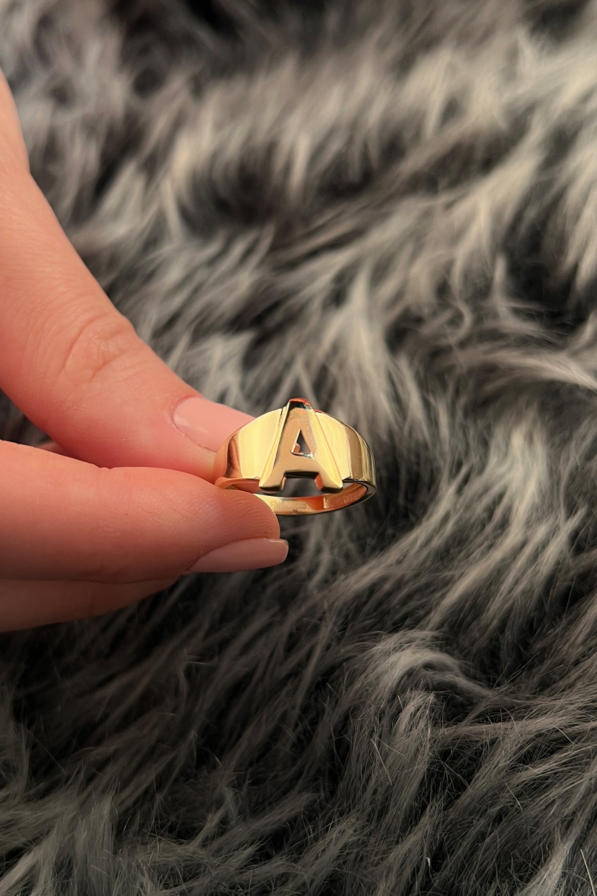 14k Gold A Initial Ring