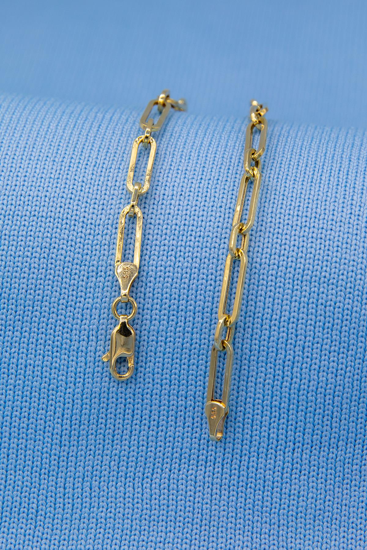 14K Gold Alternating Paperclip Bracelet