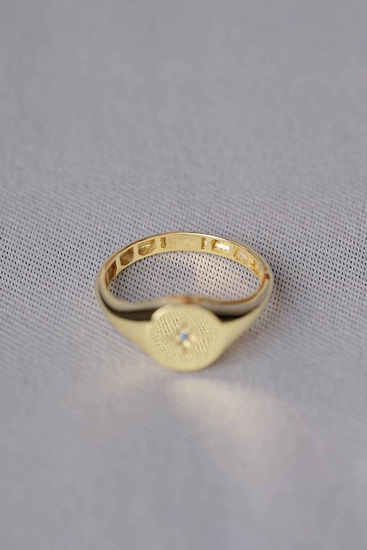 14K Gold Aquamarine North Star Ring