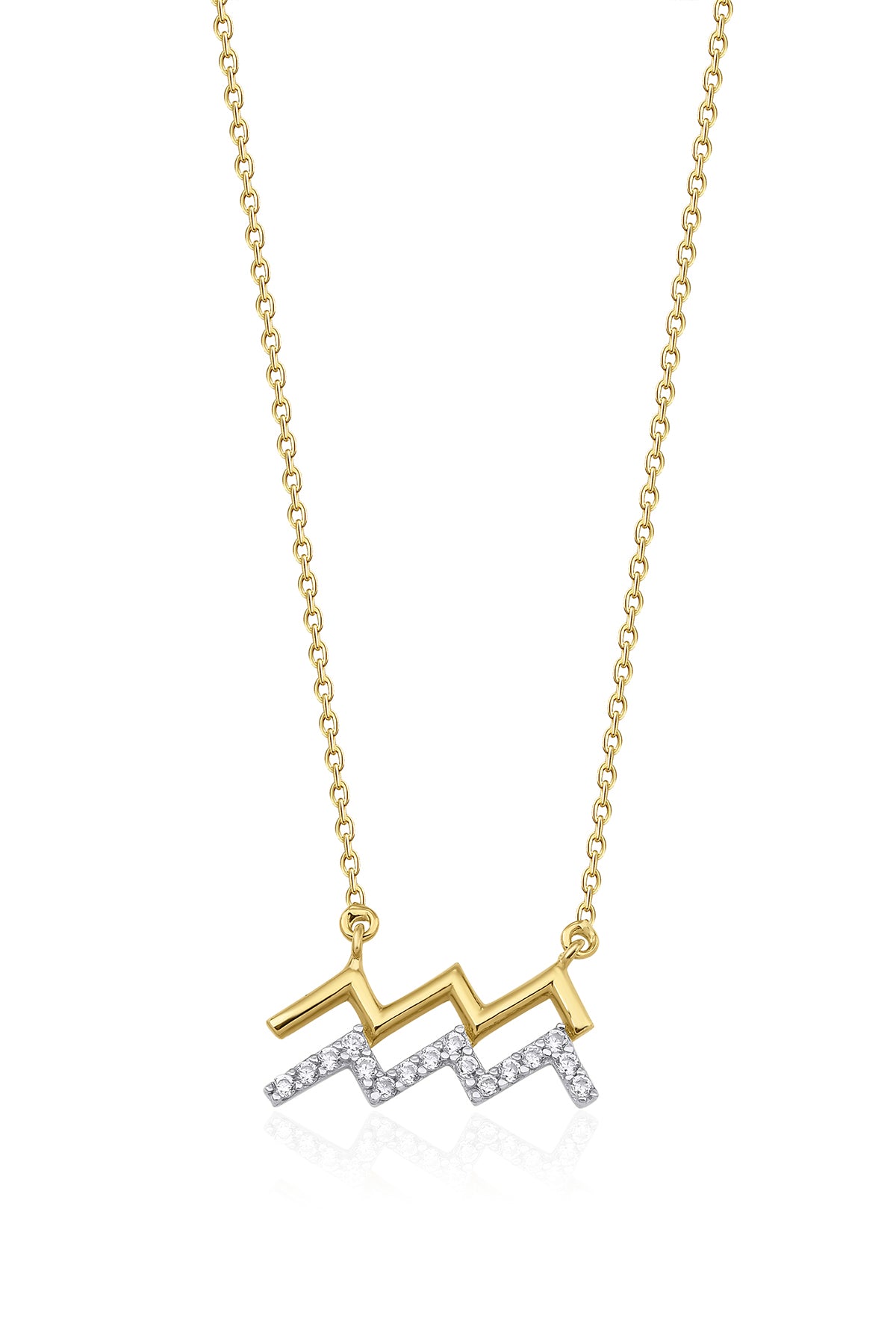 14K Gold Aquarius Zodiac Sign Necklace