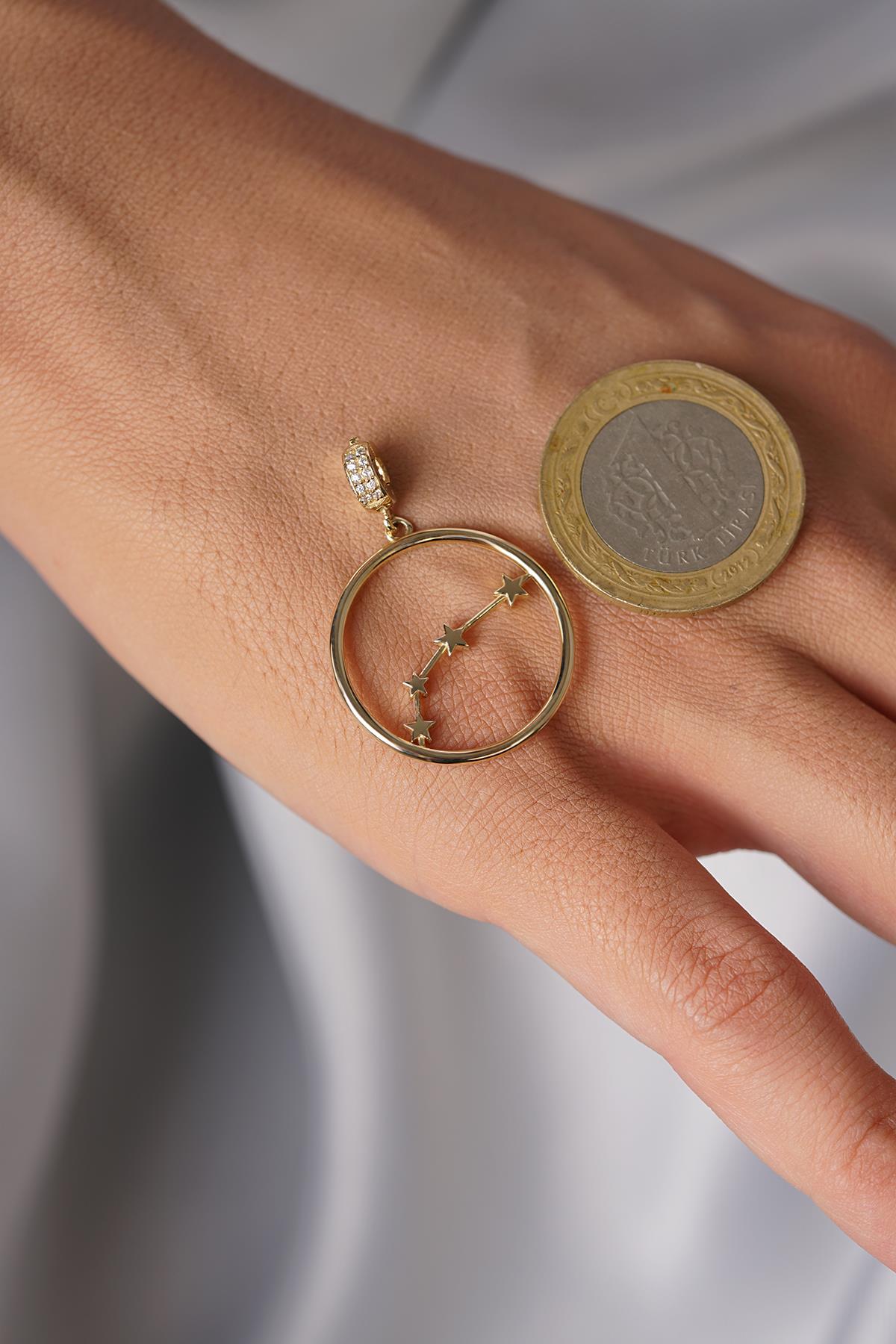 14K Gold Aries Zodiac Constellation Pendant