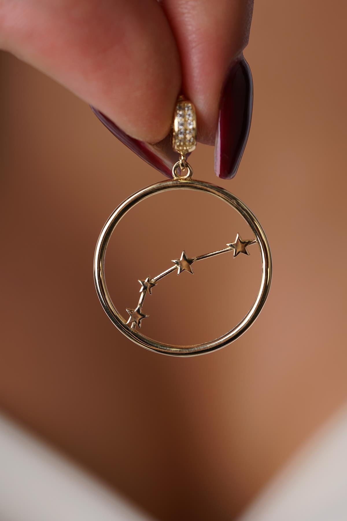 14K Gold Aries Zodiac Constellation Pendant