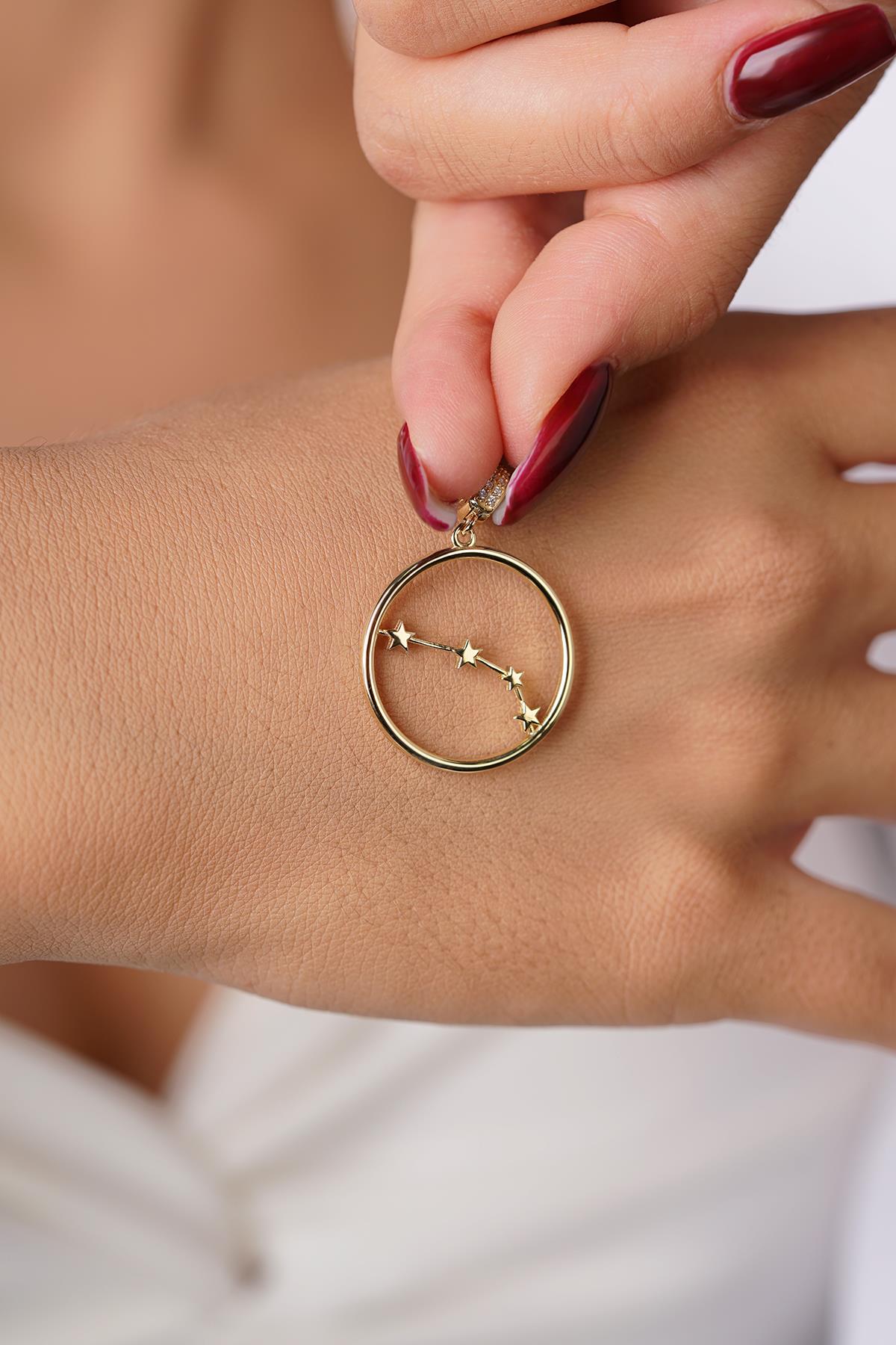 14K Gold Aries Zodiac Constellation Pendant