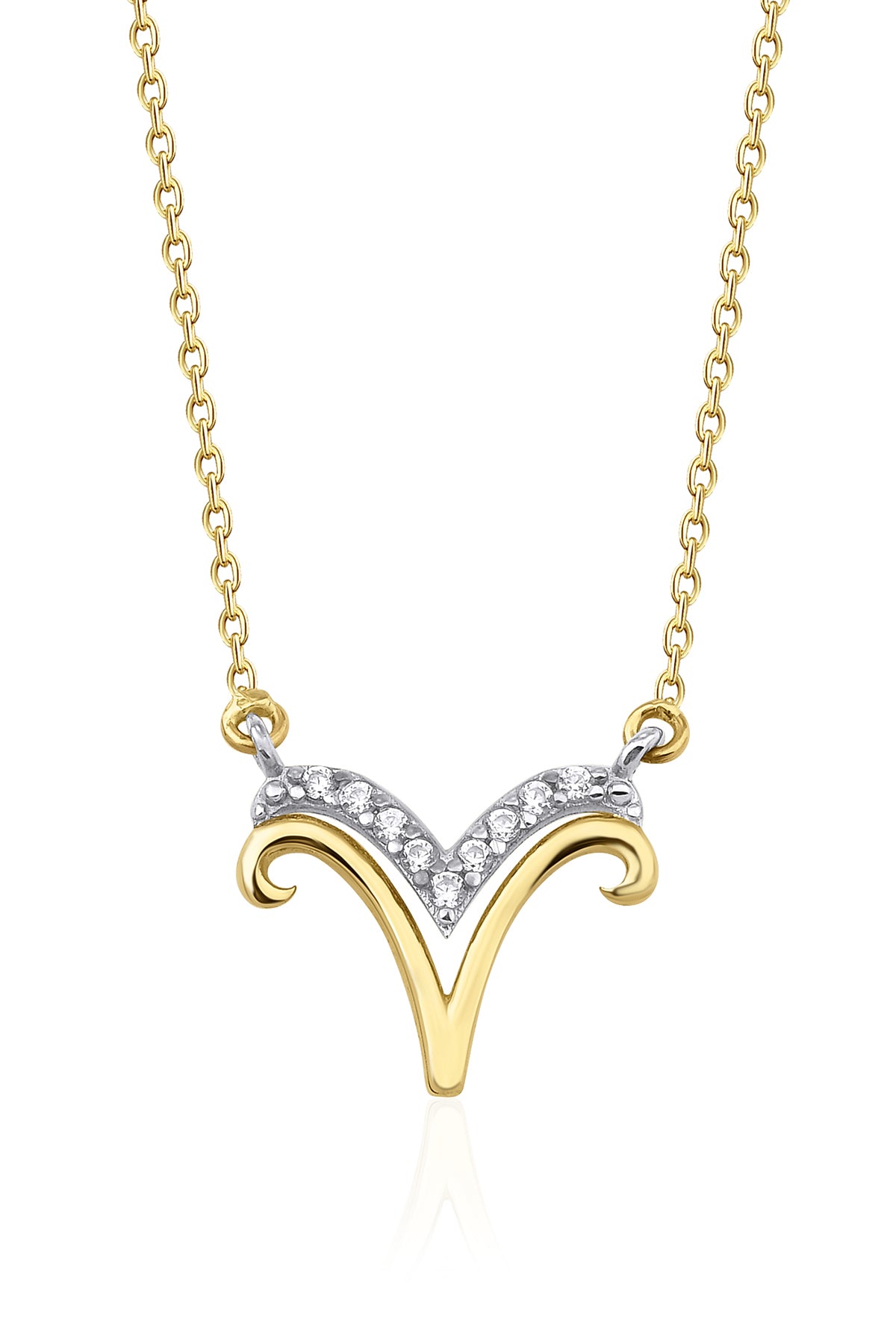 14K Gold Aries Zodiac Sign Necklace