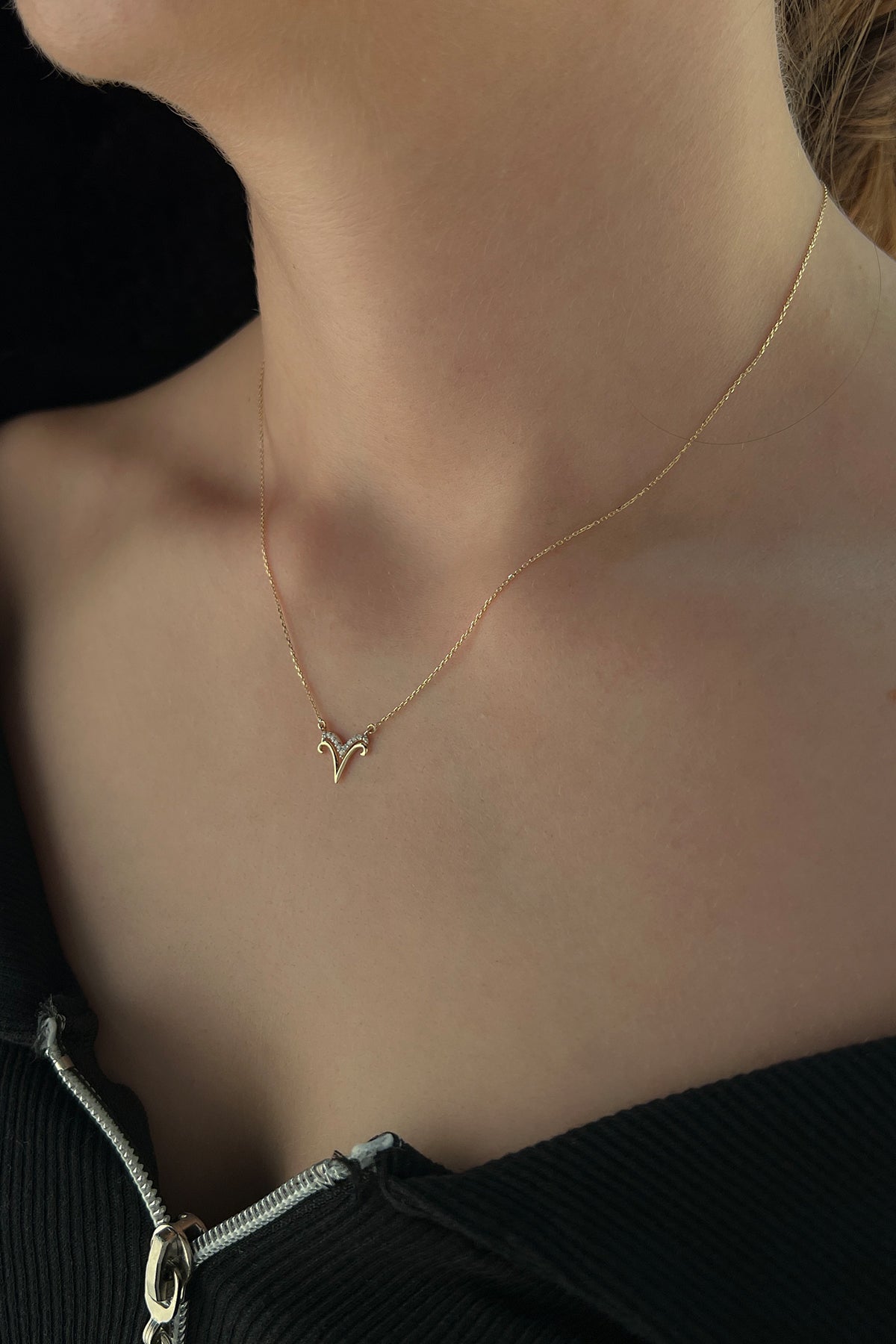 14K Gold Aries Zodiac Sign Necklace