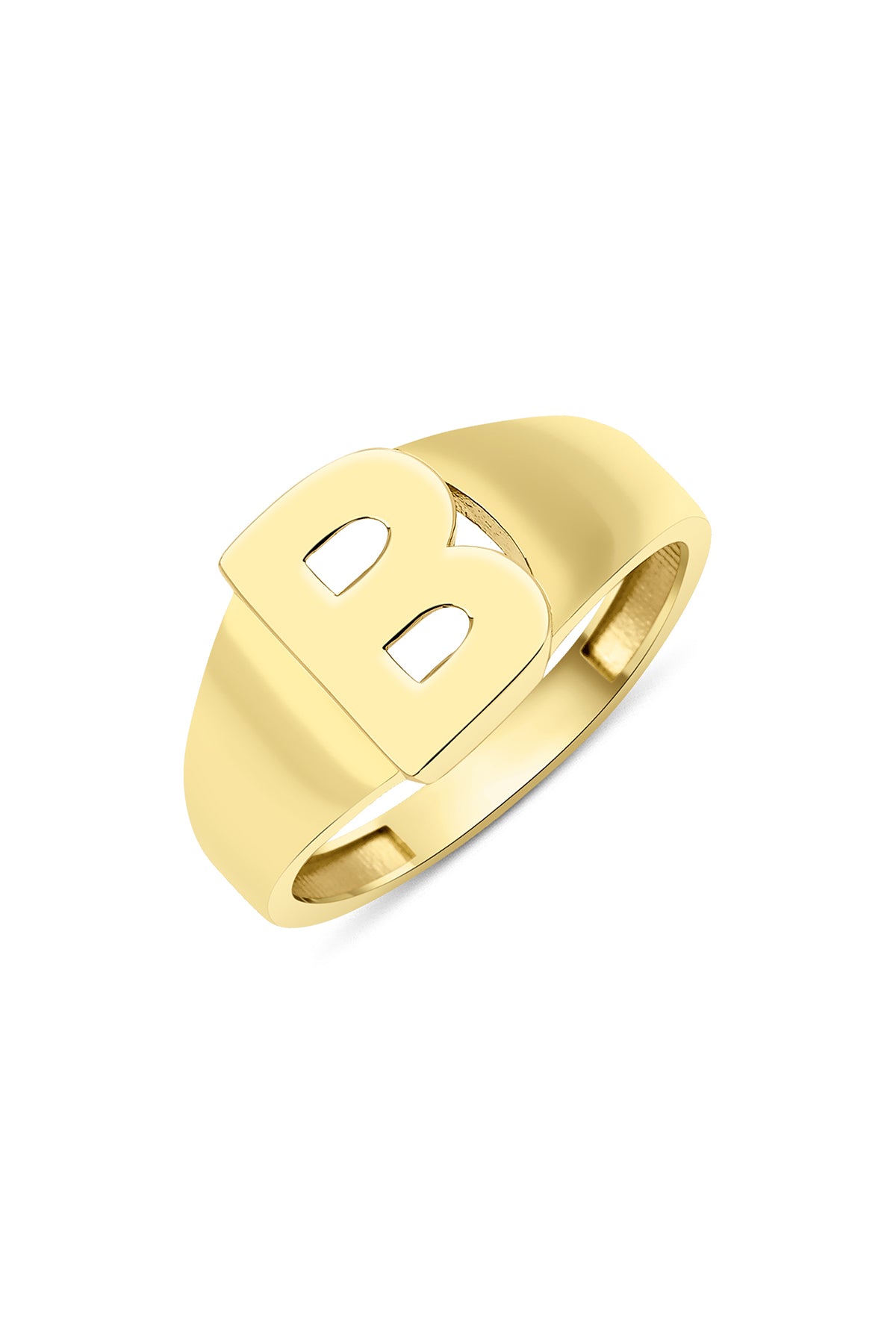 14k Gold B Initial Ring