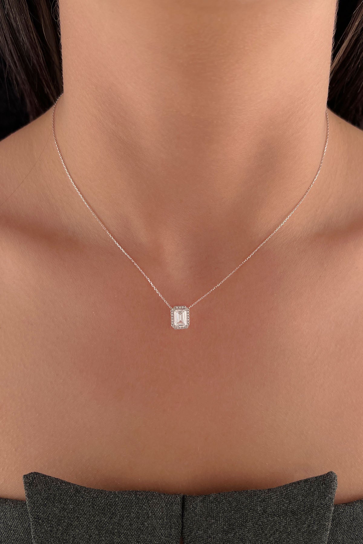 14K Gold Baguette Necklace