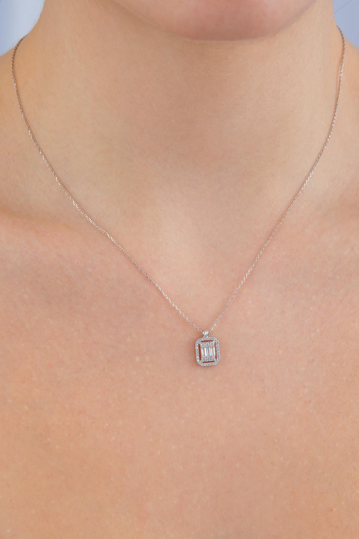 14K Gold Baguette Necklace