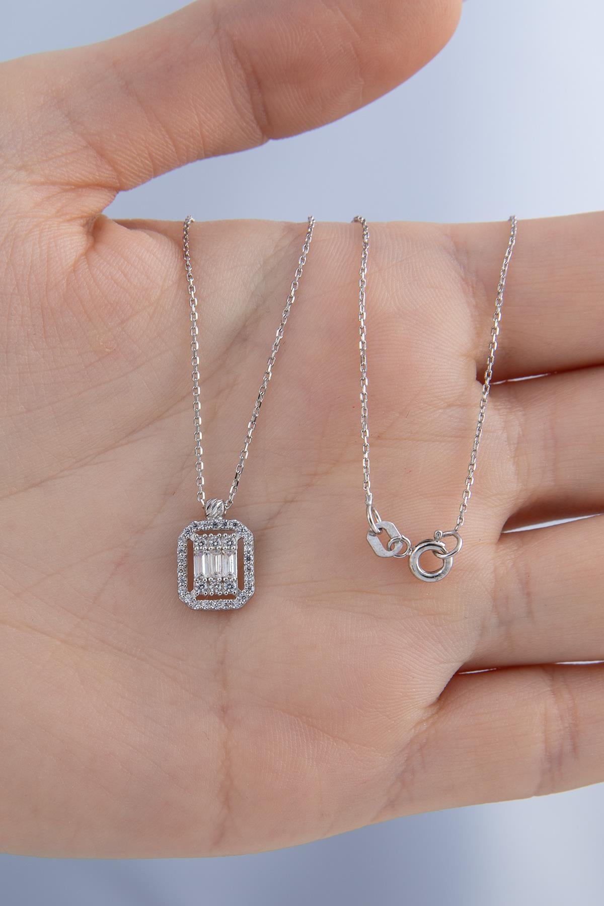 14K Gold Baguette Necklace