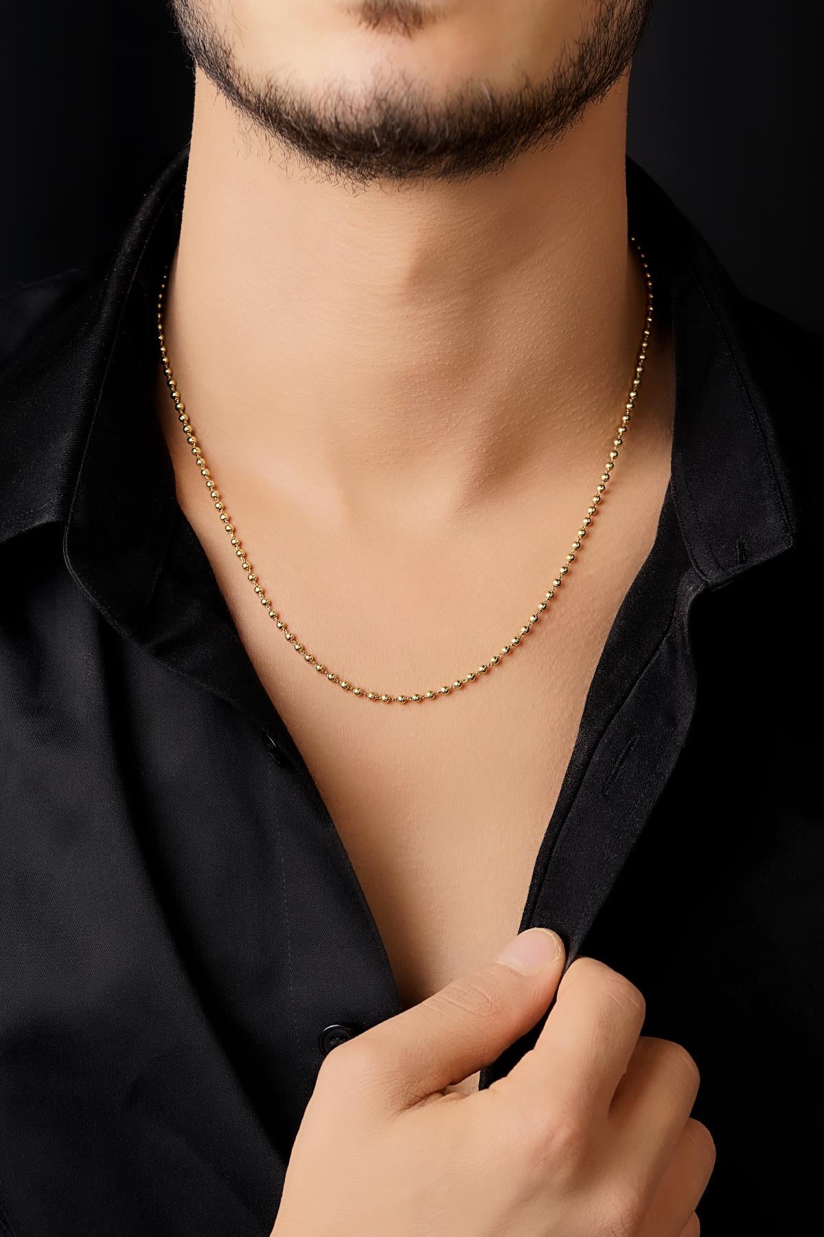 14K Solid Gold Ball Bead Chain 0.098 inch