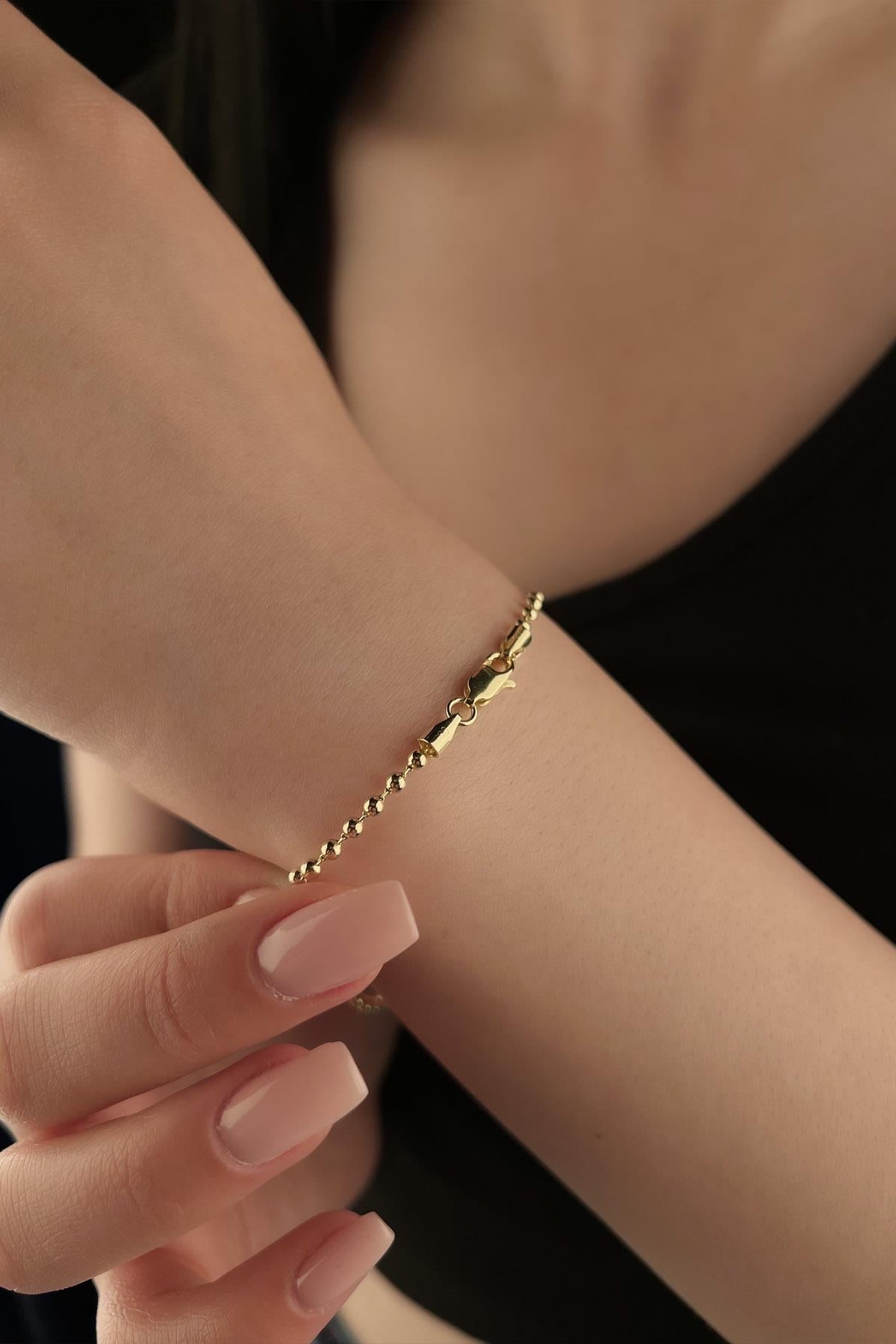 14K Gold Ball Beaded Bracelet