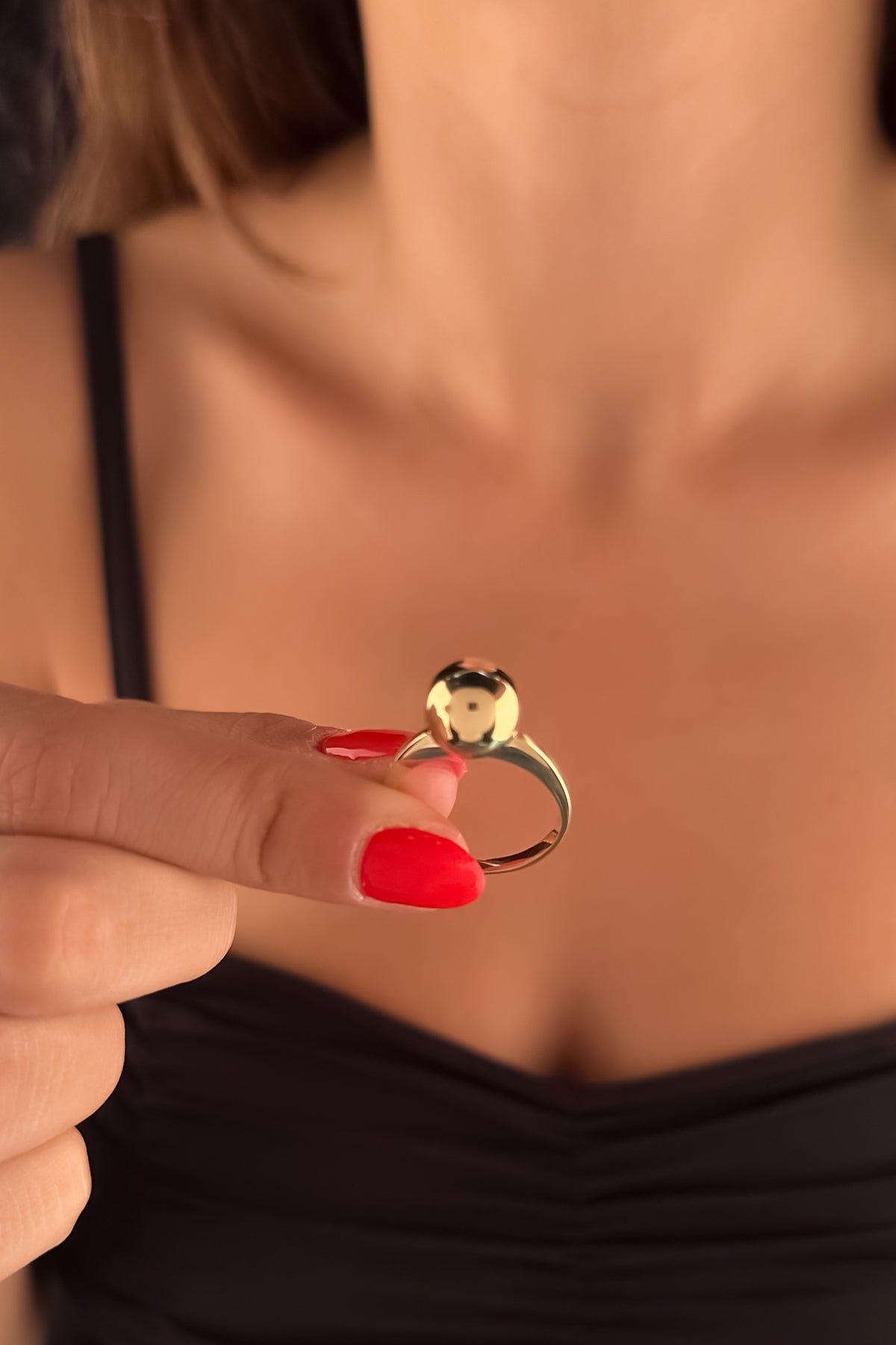 14K Gold Ball Ring