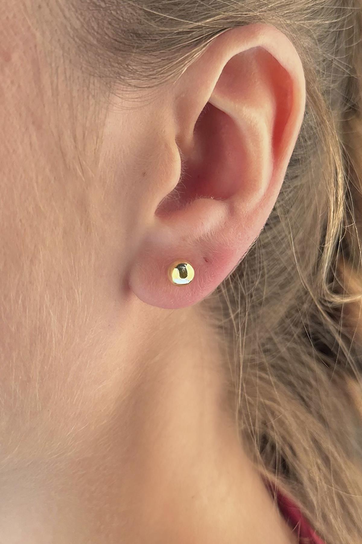 14K Gold Ball Stud Earrings 0.236 inch