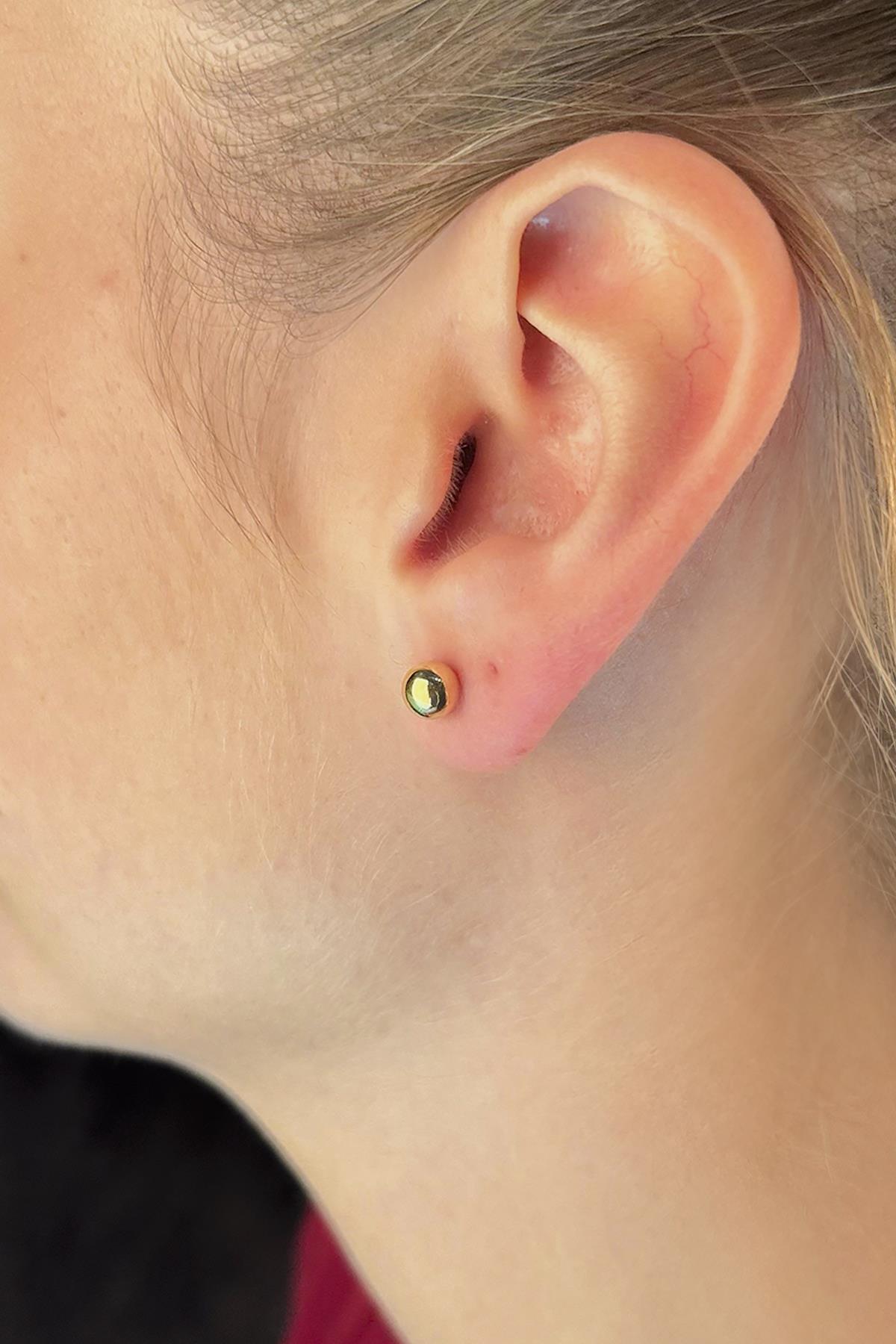 14K Gold Ball Stud Earrings 0.236 inch