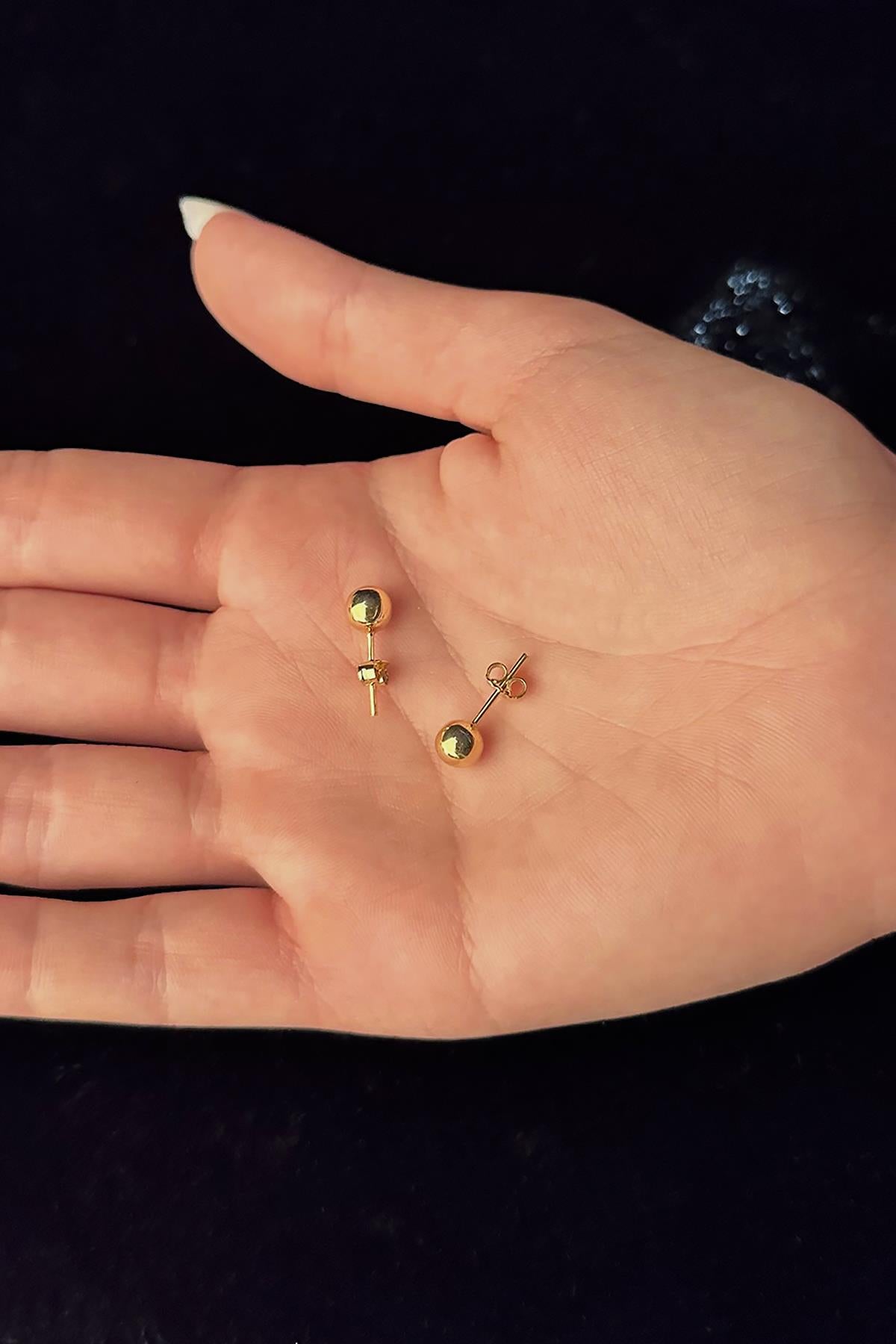 14K Gold Ball Stud Earrings 0.236 inch