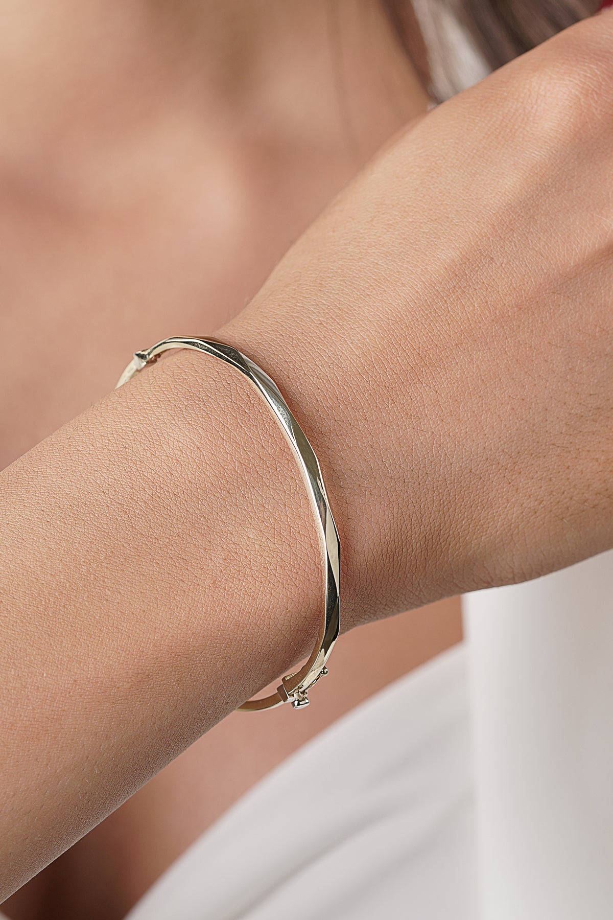 14K Gold Bangle Asymmetrical Bracelet