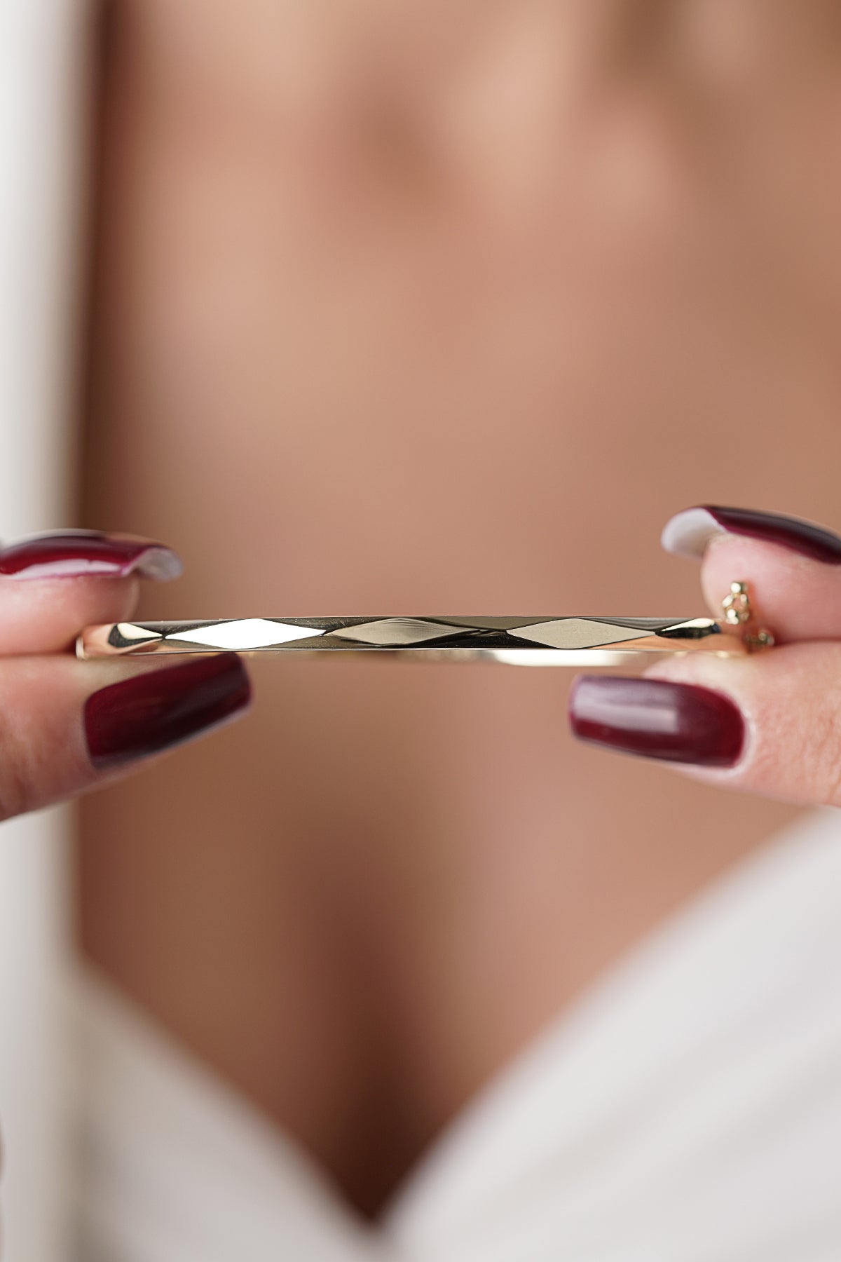 14K Gold Bangle Asymmetrical Bracelet