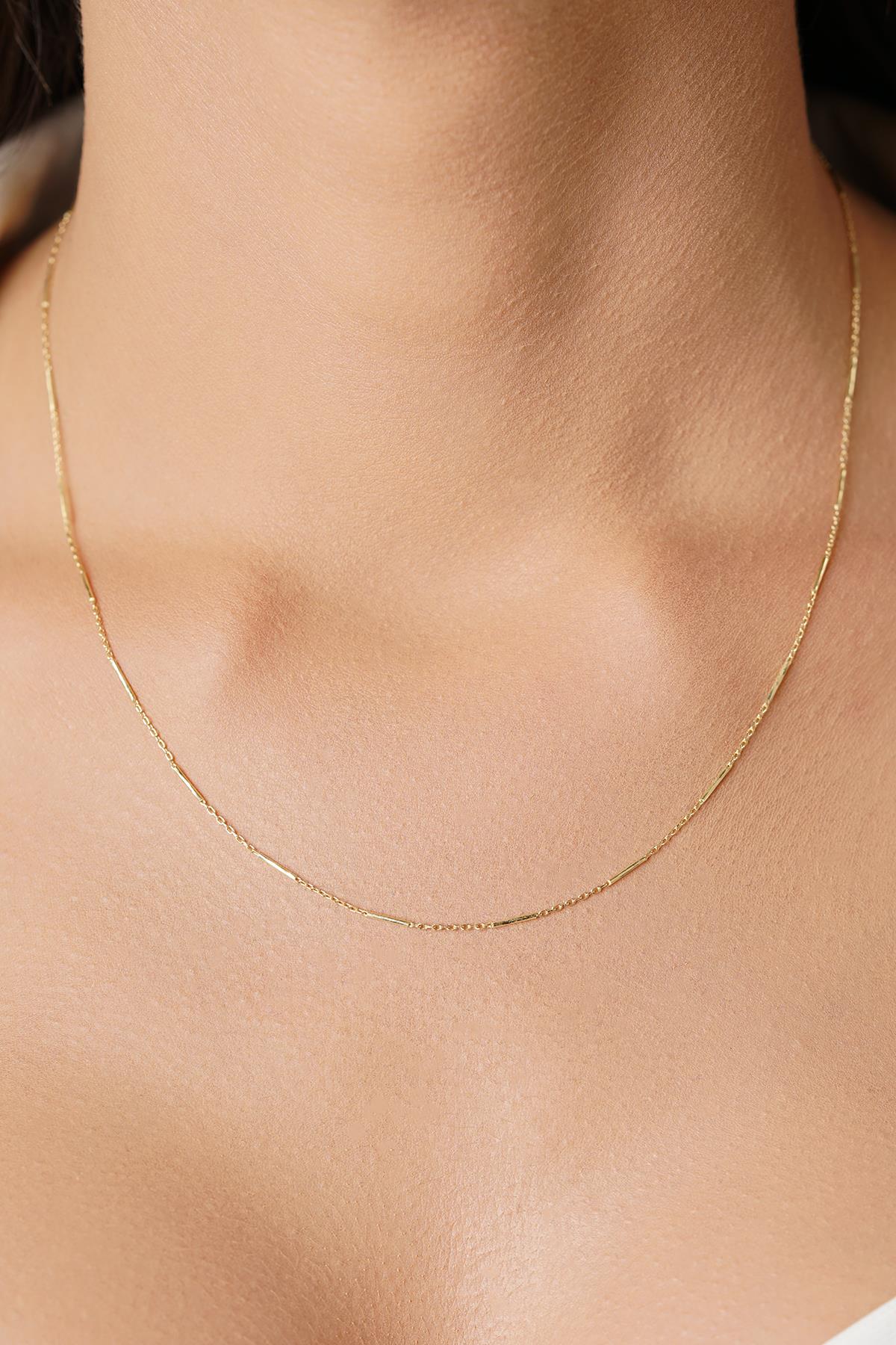 14K Gold Bar Necklace