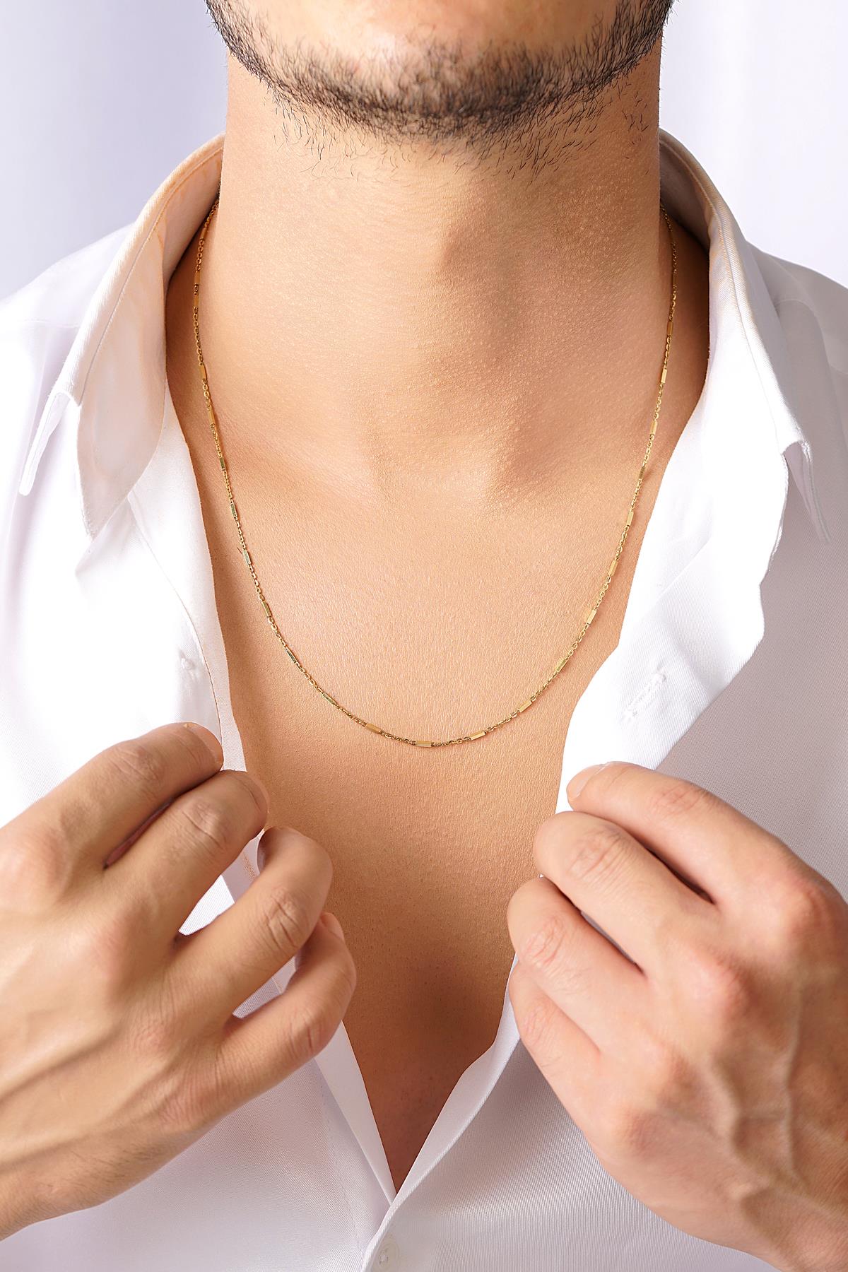 14K Solid Gold Bar Store Link Chain