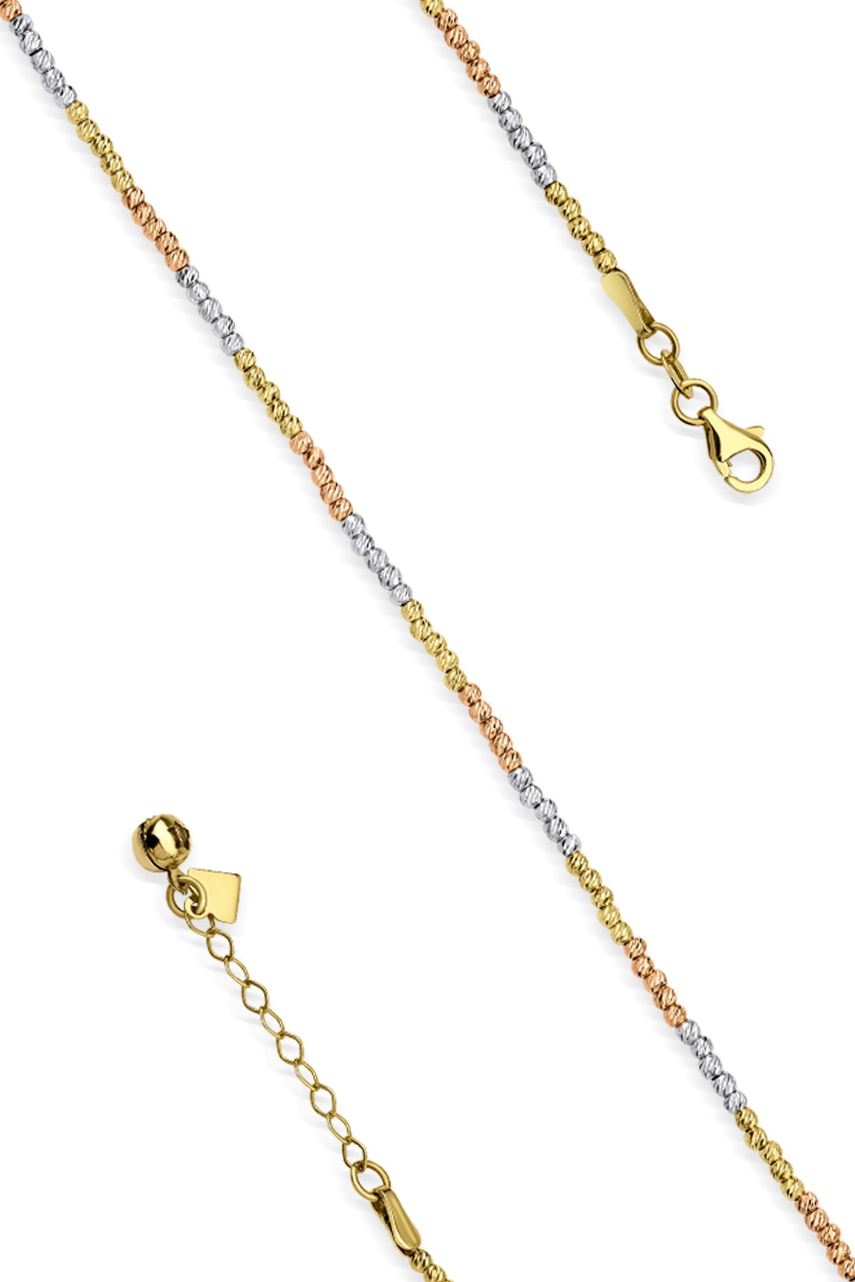 14K Solid Gold Bead Ball Diamond Cut Bracelet