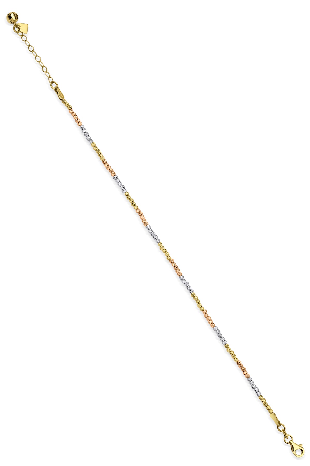 14K Solid Gold Bead Ball Diamond Cut Bracelet